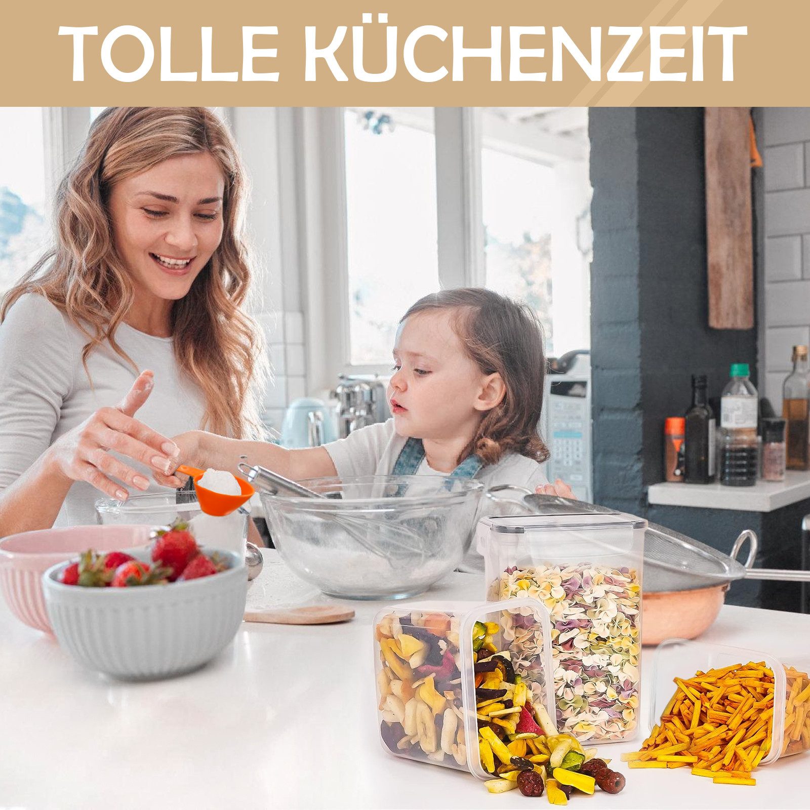 CALIYO Vorratsdose 24 Set Vorratsdosen Mit Deckel, Aufbewahrungsbox Küche Behälter, Polyprophylen (PP), (24-tlg), Vorratsgläser zur Aufbewahrung von Nudeln, Müsli und Haustierfutter