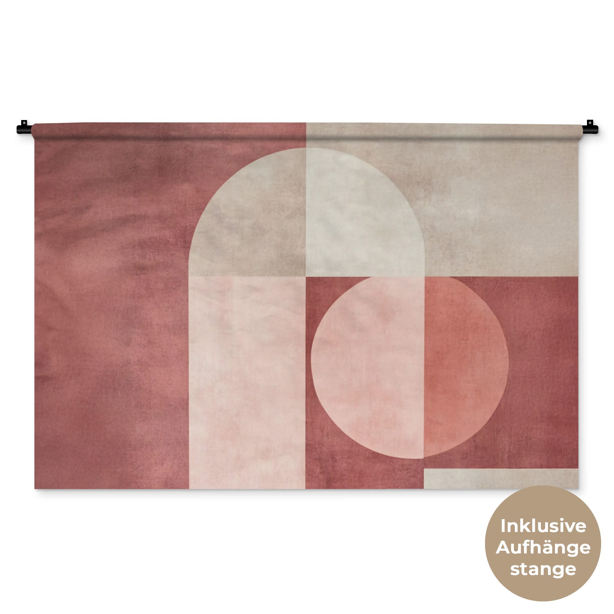 MuchoWow Wandteppich Figuren - Abstrakt - Rosa, Rechteckig, Höhe: 3 mm, Wandtuch, Wanddekoobjekt, 120x80 cm