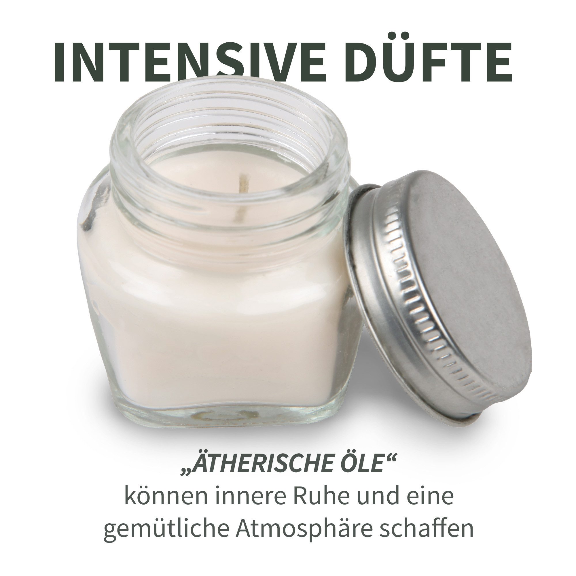 HS Candle Duftkerze Kerzenset 12er-Pack (12-tlg), Kerze im Glas mit Deckel, Raumduft 12er Pack je ca. 7 Std. Brenndauer