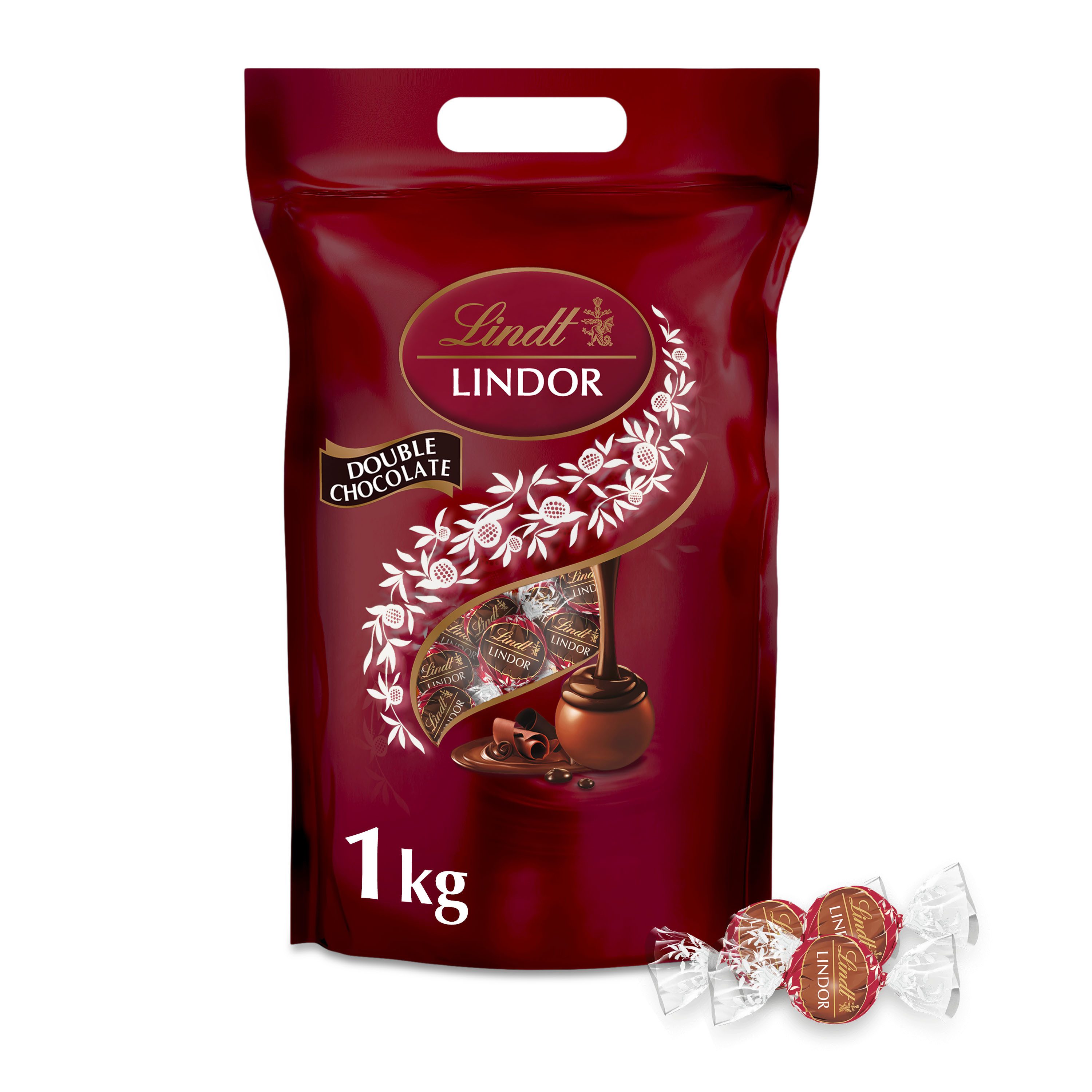 Lindt LINDOR Schokolade 1kg Kugeln Double Chocolate Beutel Schokolade Pralinen Geschenk