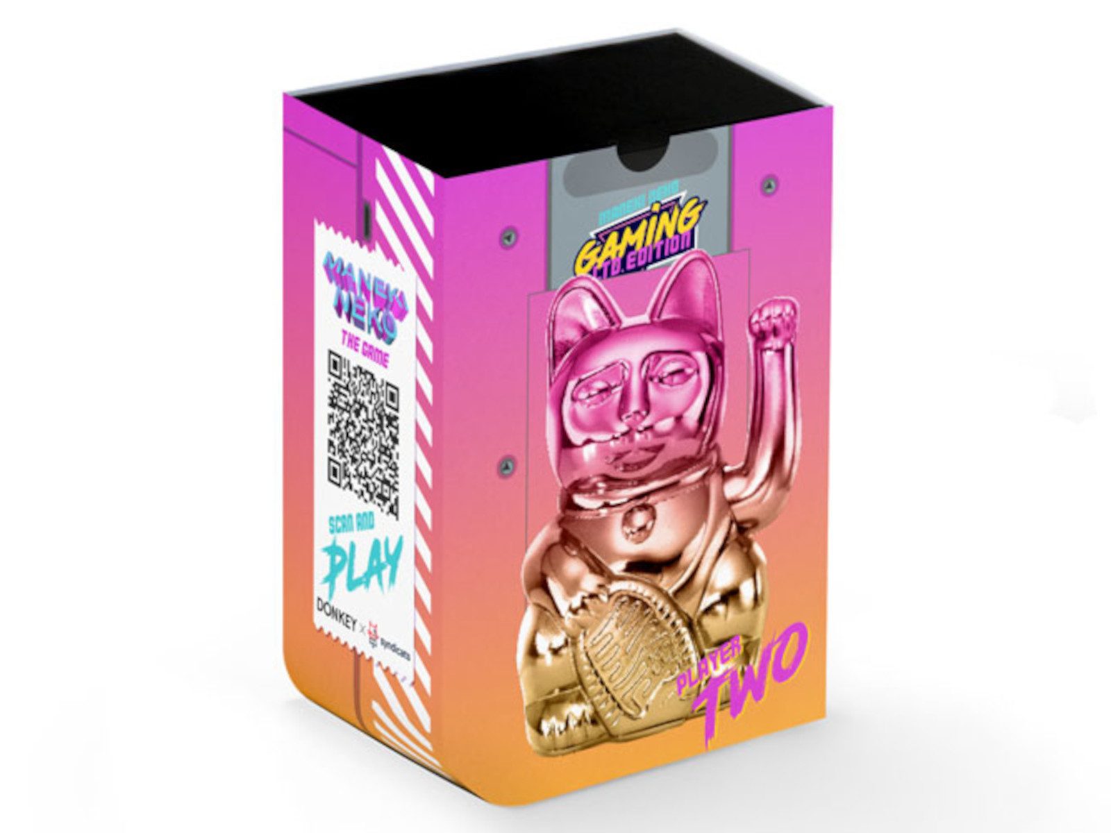 Donkey Products Dekofigur Lucky Cat Player Two Winkekatze shiny pink/yellow günstig online kaufen