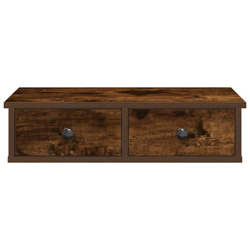vidaXL Regal Wandregal mit Schubladen Räuchereiche 60x28x15 cm Holzwerkstoff, 1-tlg. – Bild 4 von 5