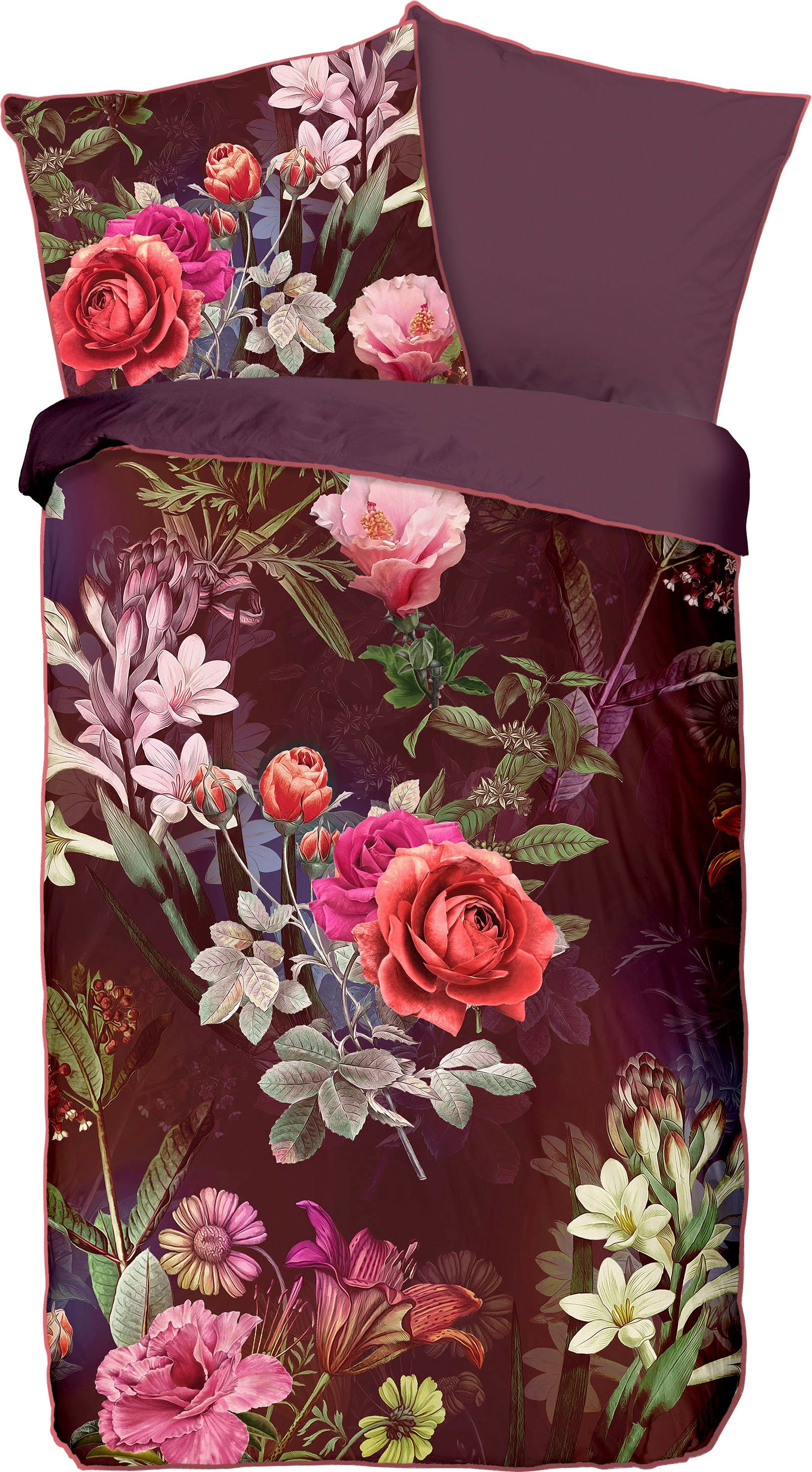 Wendebettwäsche Simone, Descanso, Satin, 2 teilig, mit Blumen