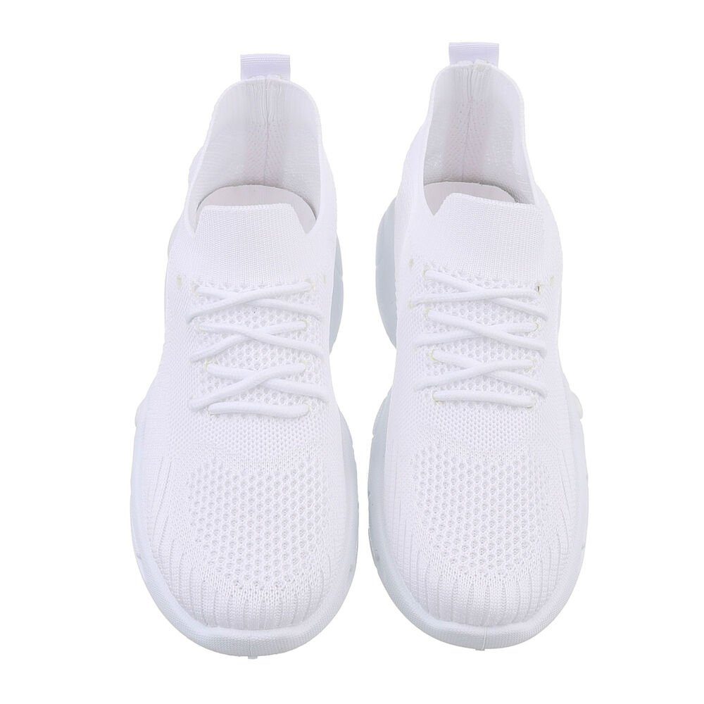 Ital-Design Kinder Low-Top Freizeit Sneaker Flach Freizeitschuhe in Weiß