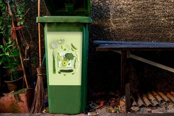 MuchoWow Wandsticker Obst und Gemüse in einem grünen Farbton (1 St), Mülleimer-aufkleber, Mülltonne, Sticker, Container, Abfalbehälter