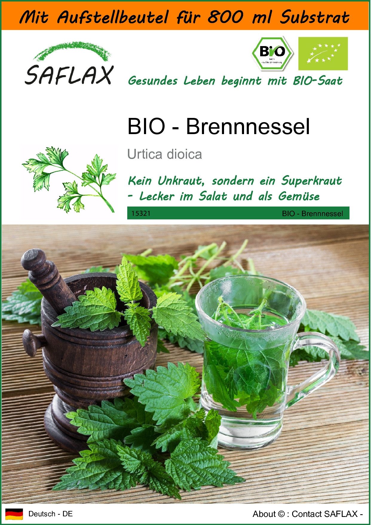 SAFLAX Kräutersamen SAFLAX - Garden in the bag - BIO - Brennnessel