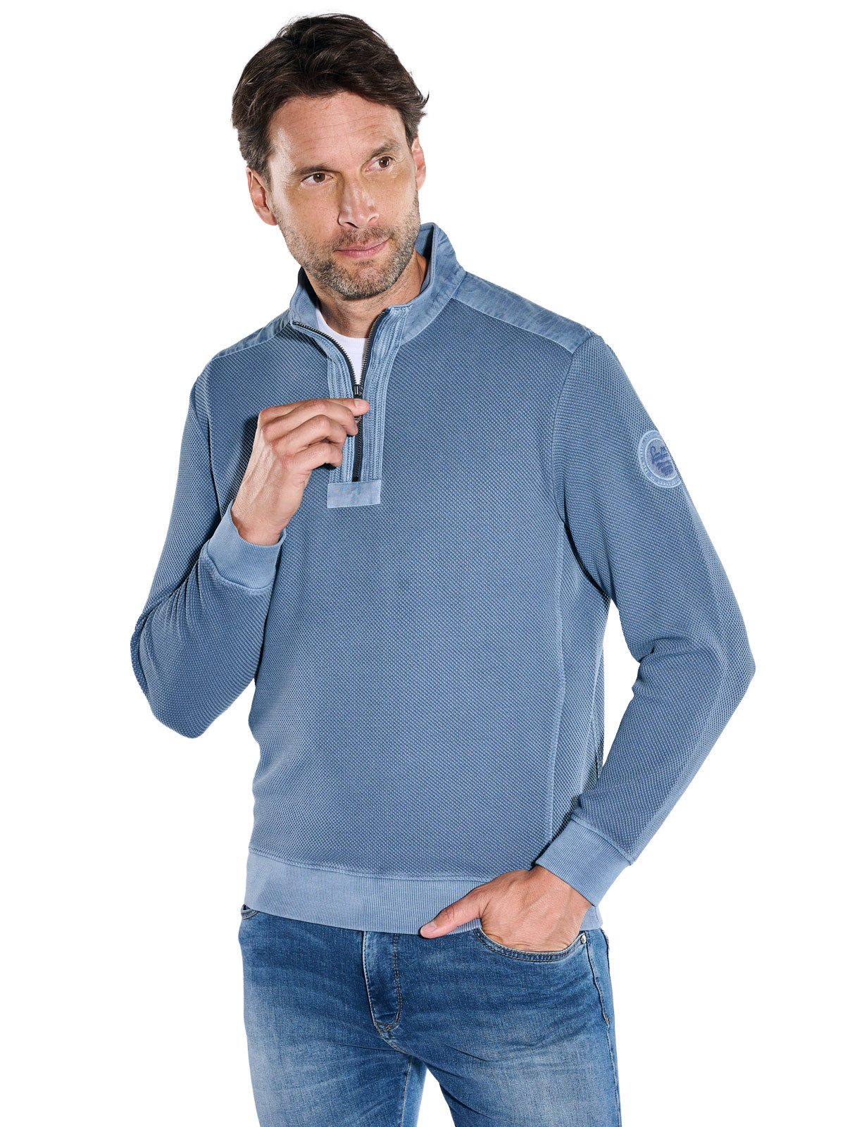 Engbers Sweatshirt Herren Sweatshirt Stehbund, Mittelblau