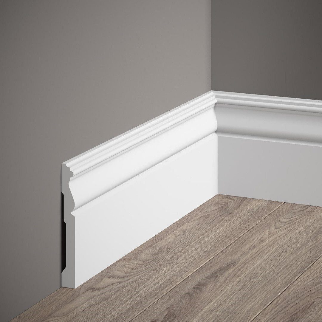 PROVISTON Sockelleiste Polystyrol, 15 x 120 x 2000 mm, Weiß, Kunststoff Fußleiste