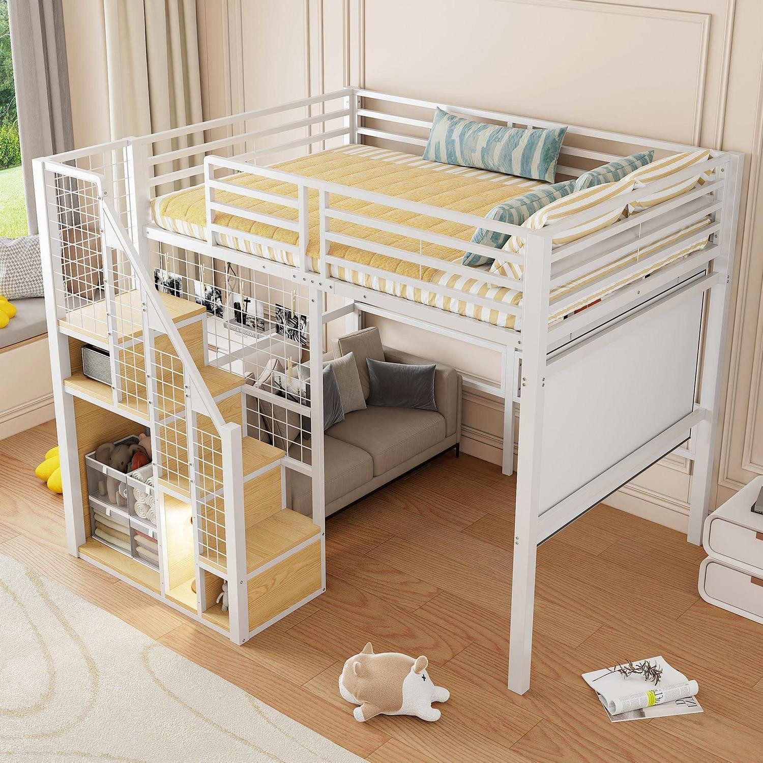 LuxusKollektion Hochbett Hochbett 140x200cm mit Treppe (1-St)
