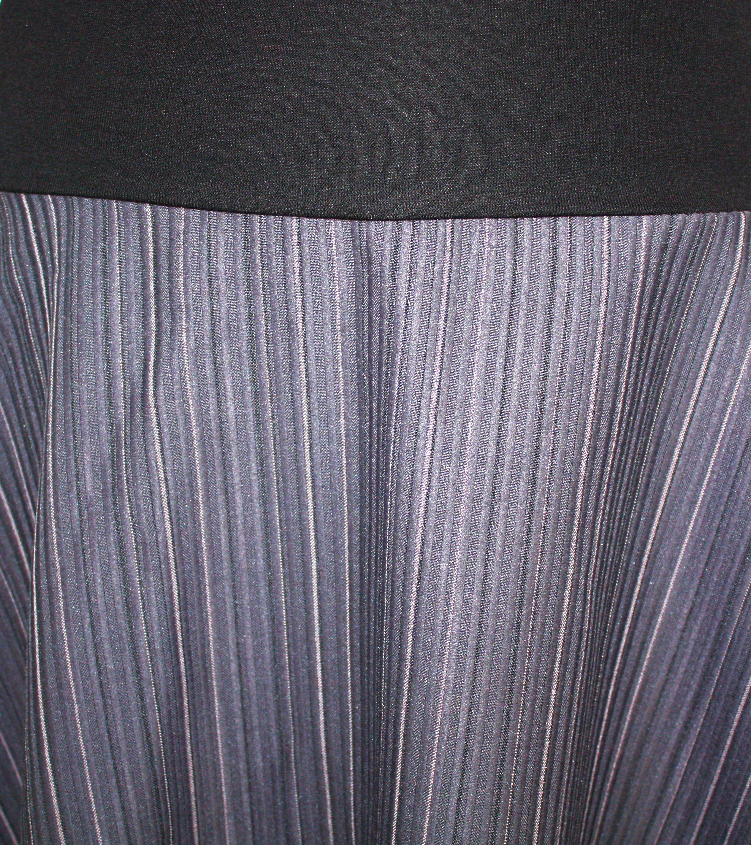 dunkle design A-Linien-Rock 68cm Grau Schwarz Streifen elastischer Bund Jerseybund
