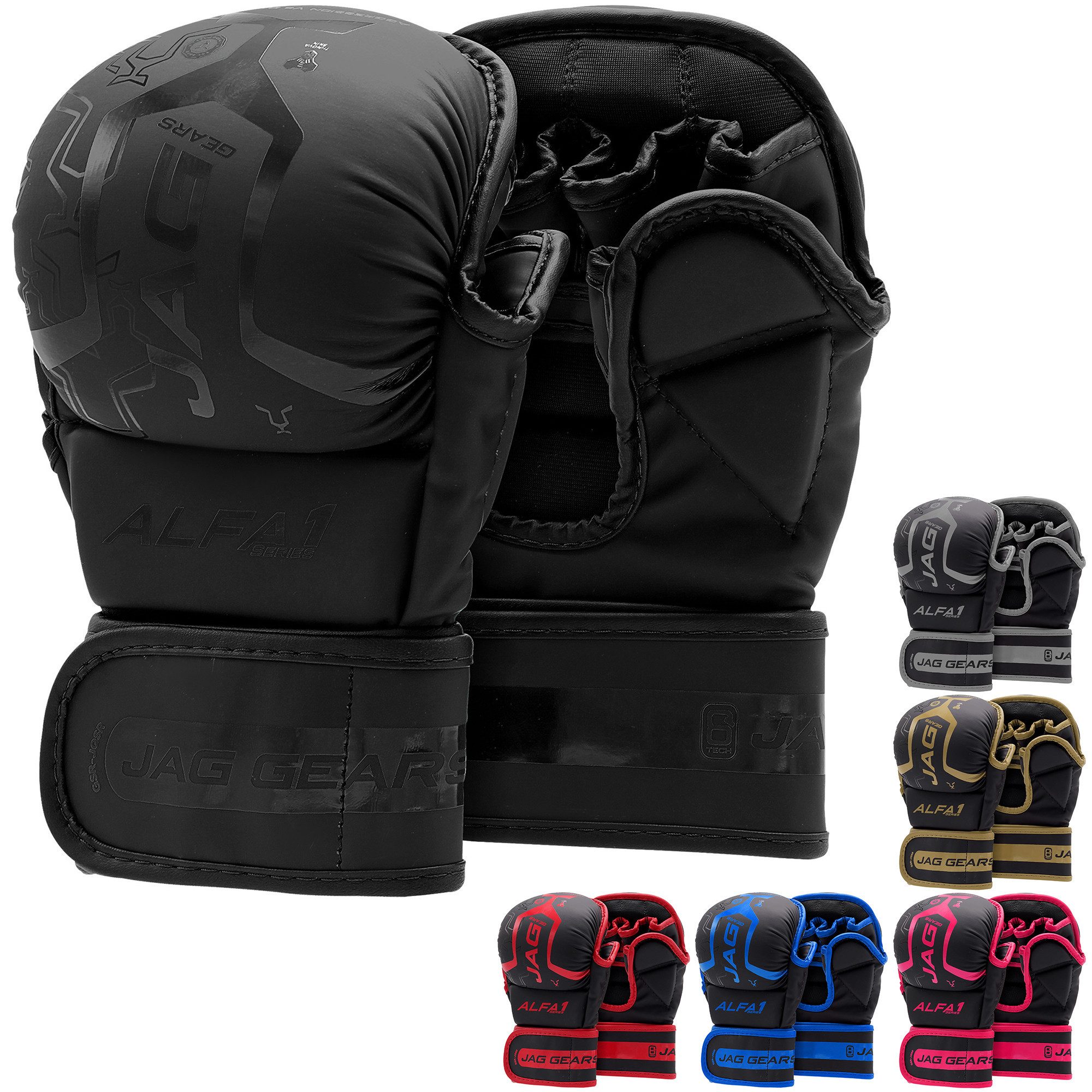 JAG GEARS Boxhandschuhe MMA-Sparringhandschuhe Grappling-Handschuhe Boxtraining und Kampfsport (Set, 1x pair), Open-Palm Design mit High-Density Polsterung & Knöchelschutz