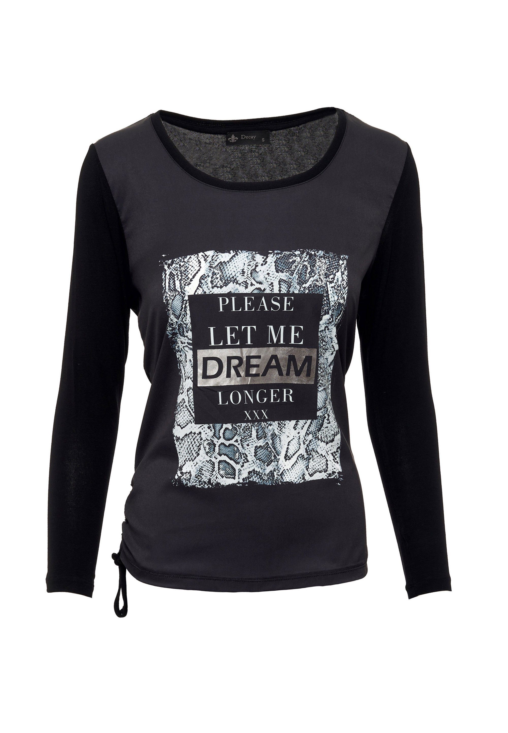 Decay Langarmshirt mit schwarz trendigem Metallic-Effekt