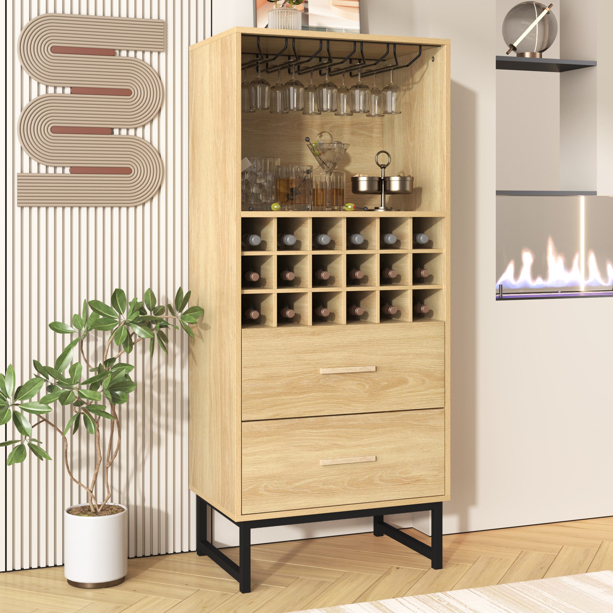 HAUSS SPOLE Sideboard Weinschrank mit 2 günstig online kaufen