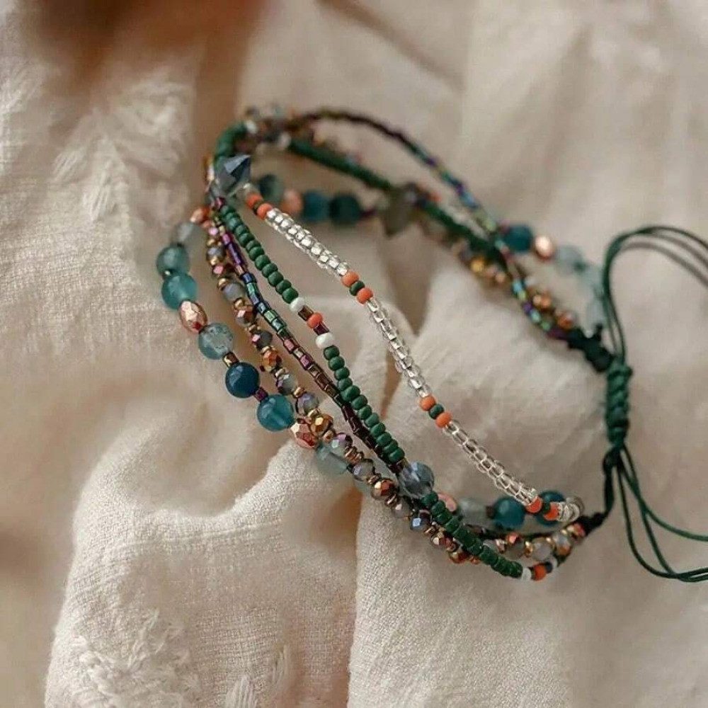 The Beauty House Armband Boho Perlenarmband Multilayer Armband Set, verstellbar, Hippie-Stil – Bild 3 von 3