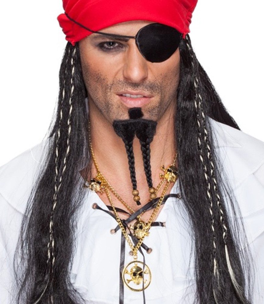 Orlob Kunsthaarperücke Kinnbart mit Perlen Pirat