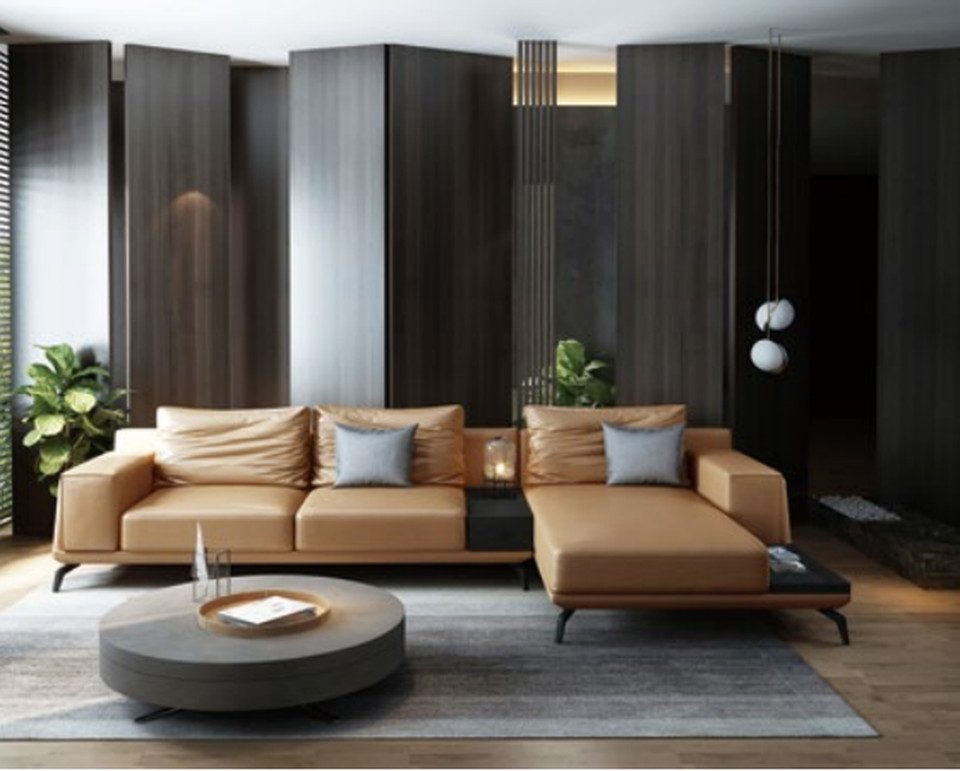 Xlmoebel Ecksofa Ecksofa in L-Form aus echtem Leder mit modernem Design, Hergestellt in Europa