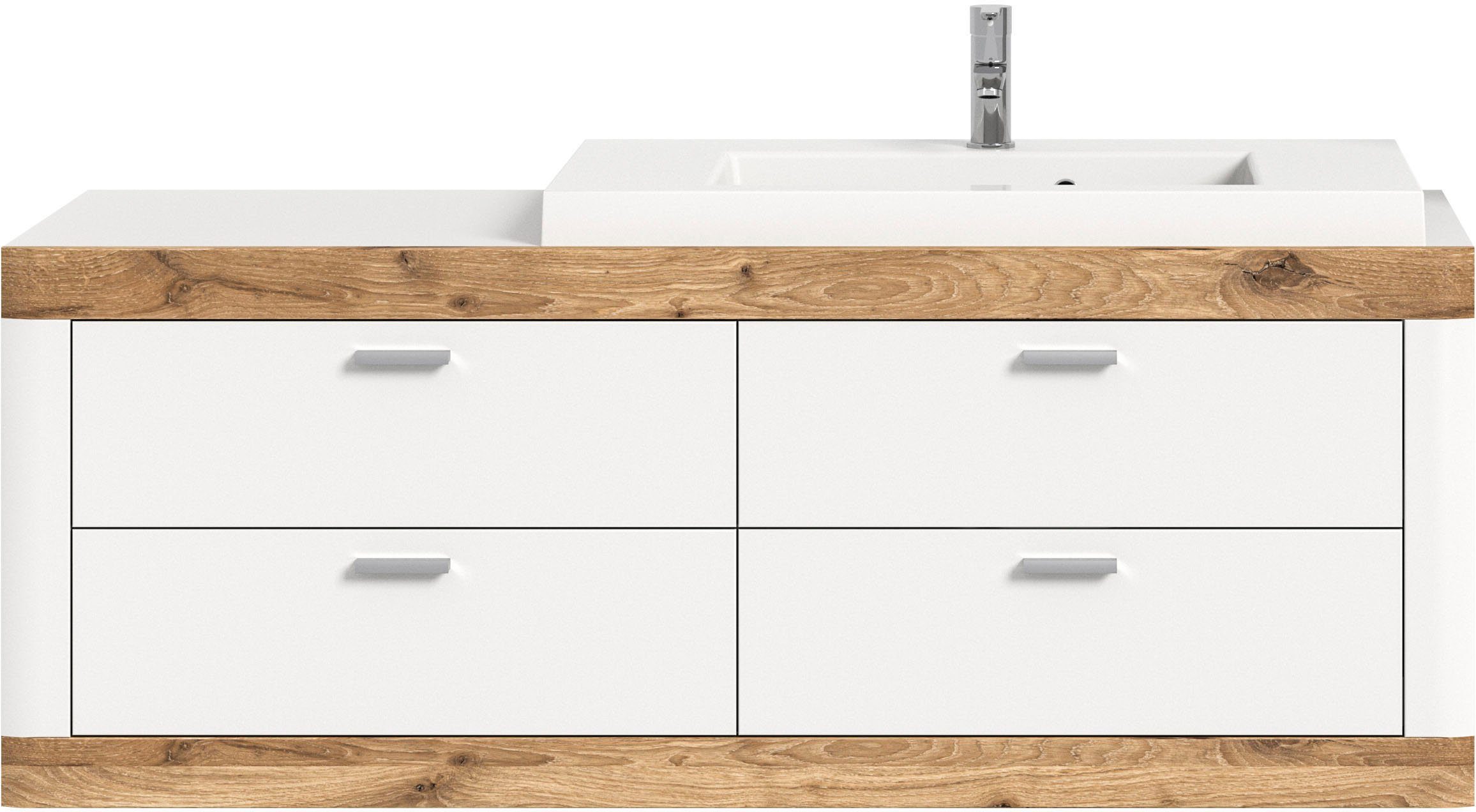 Wiuzo Waschbeckenunterschrank – Hängend, 80 Cm Breit, Mit Keramikbecken & Schubladen, Schwarz-grau, Modern