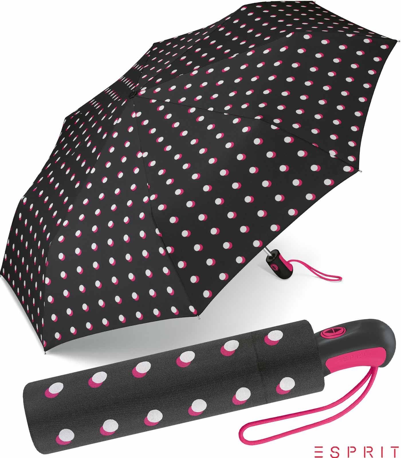 Esprit Taschenregenschirm schöner Schirm für Damen mit Auf-Zu Automatik, das besondere Design als Eyecatcher schwarz