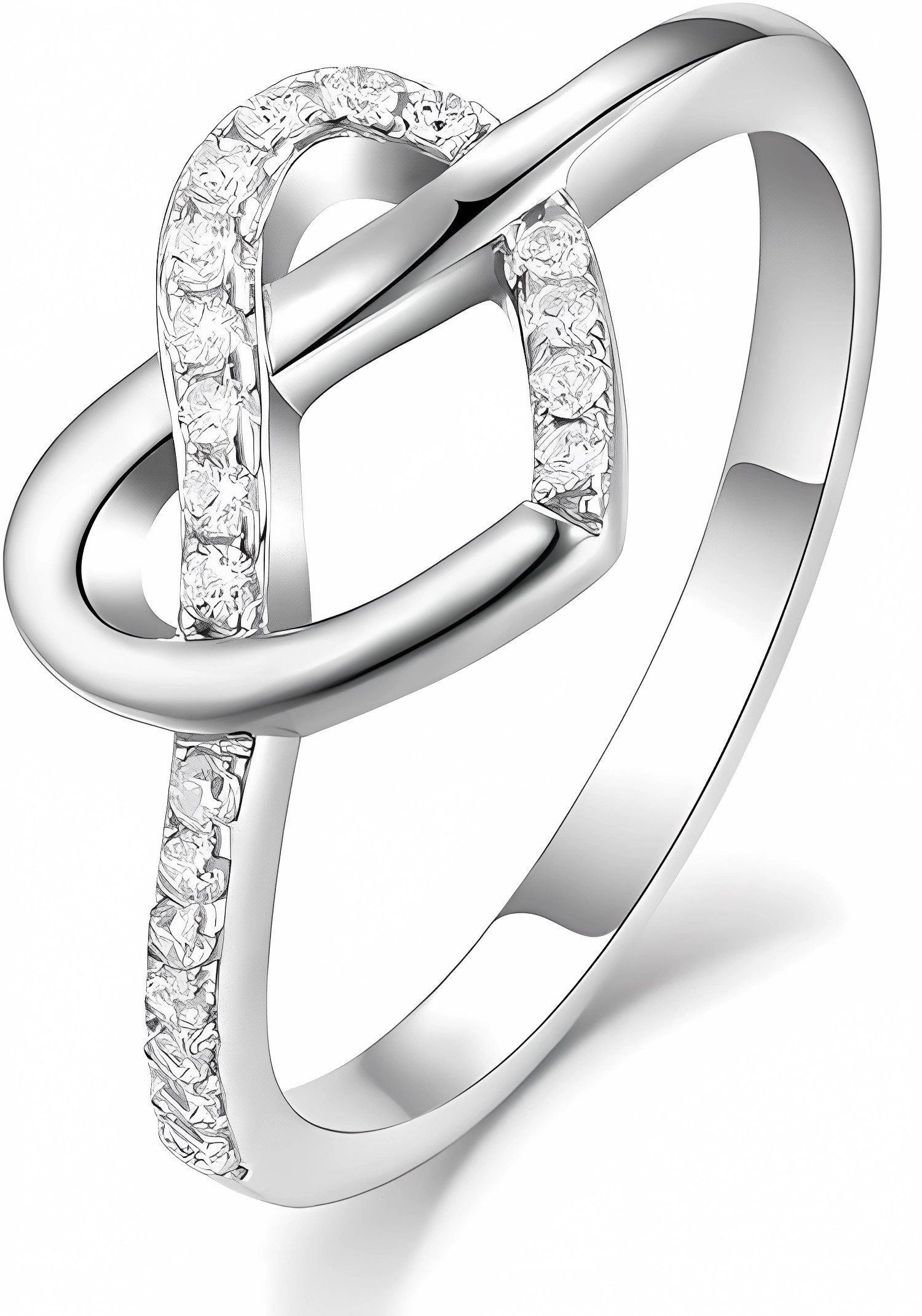 Jumpeak Diamantring Verlobungsringe Frau,Ring Damen,Liebesherzring,Möbiusband,Labordiamant, verflochtenes Herz,14K Gold,Festgeschenk,Juwelierie,Weiss Gold,Schmuck