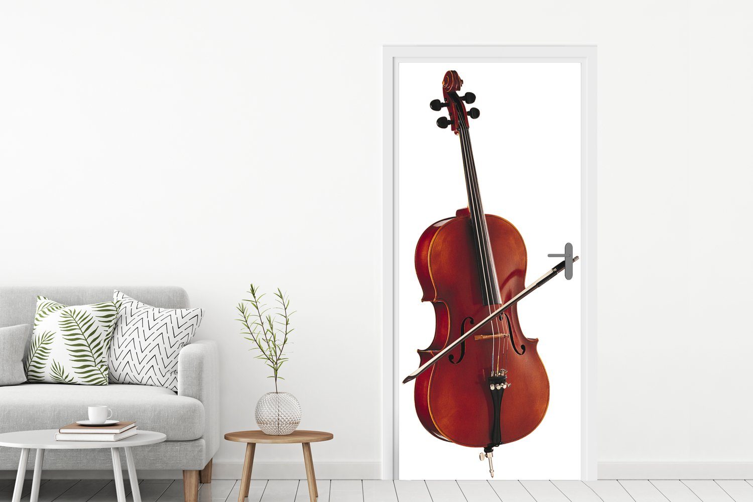 MuchoWow (1 Türaufkleber, St), 75x205 Tür, bedruckt, Fototapete eines Porträtfoto cm für Matt, Türtapete Cellos,
