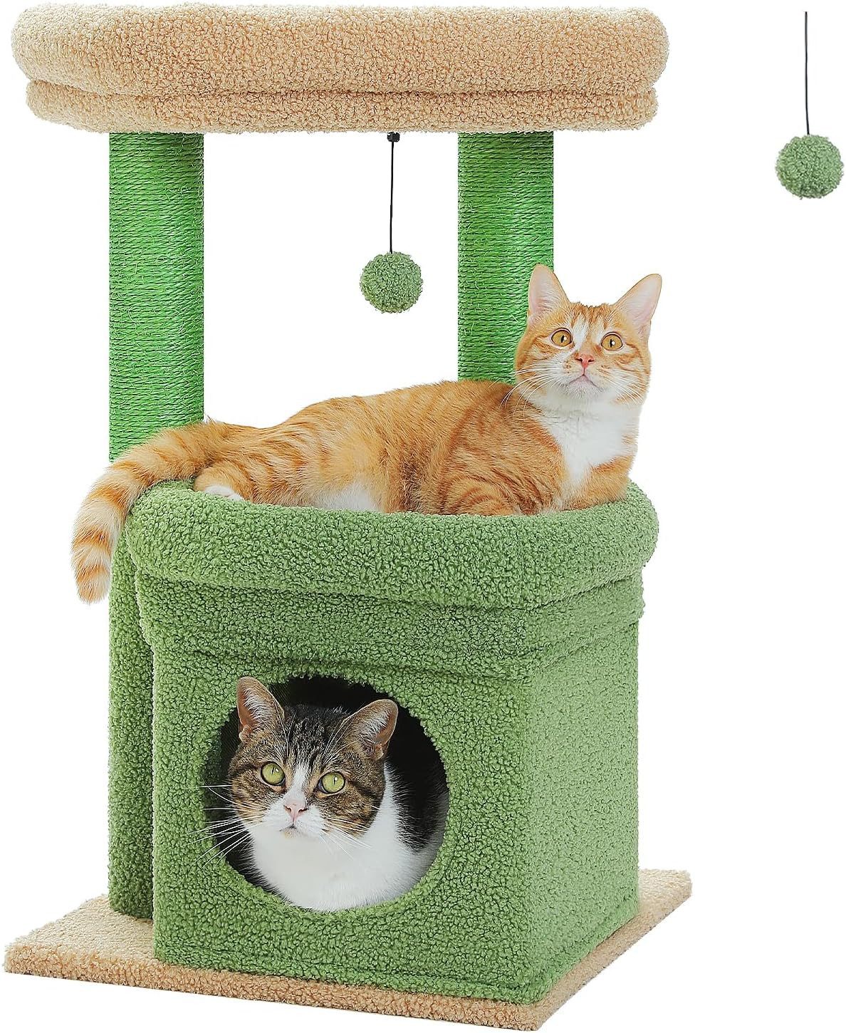 Kratzbaum Kratzbaum für Indoor-Katzen mit gemütlichem Katzenhaus, 68cm