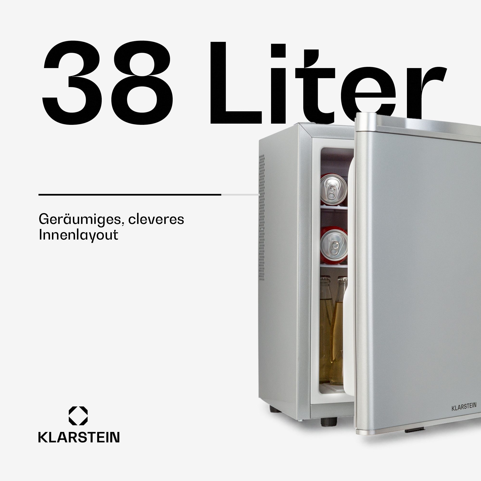 Klarstein Table Top Kühlschrank 10046360, 51 cm hoch, 43 cm breit, Bier Hausbar Getränkekühlschrank Hotel Mini Fridge