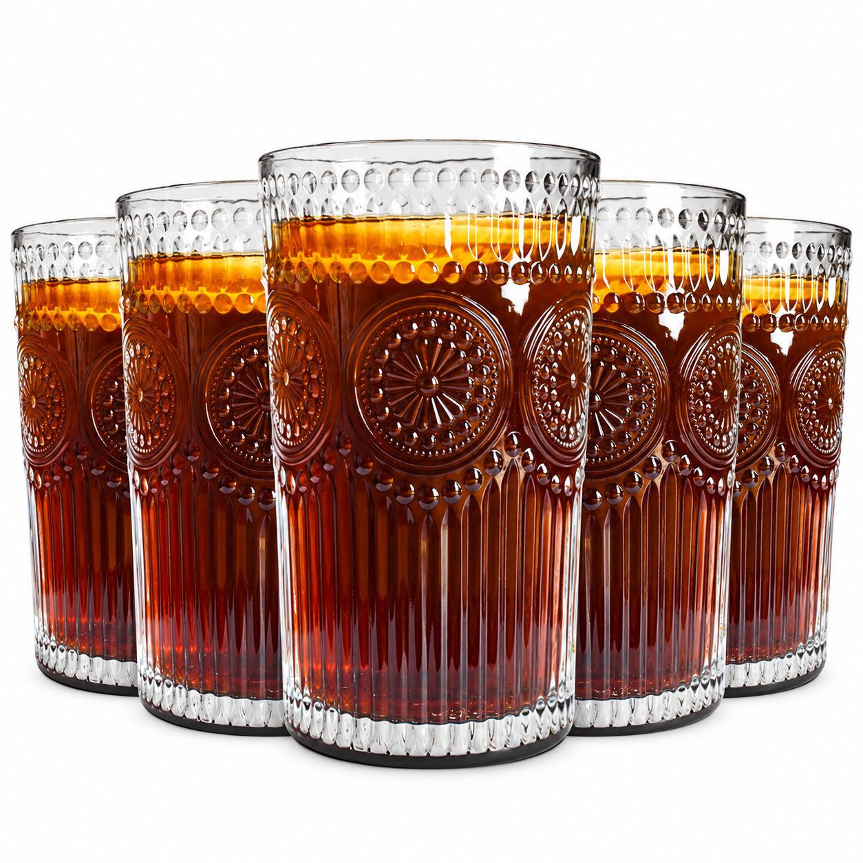 Sendez Longdrinkglas 6 Longdrinkgläser 340ml Sonne Trinkgläser Saftgläser Cocktailgläser, 6-tlg., Glas