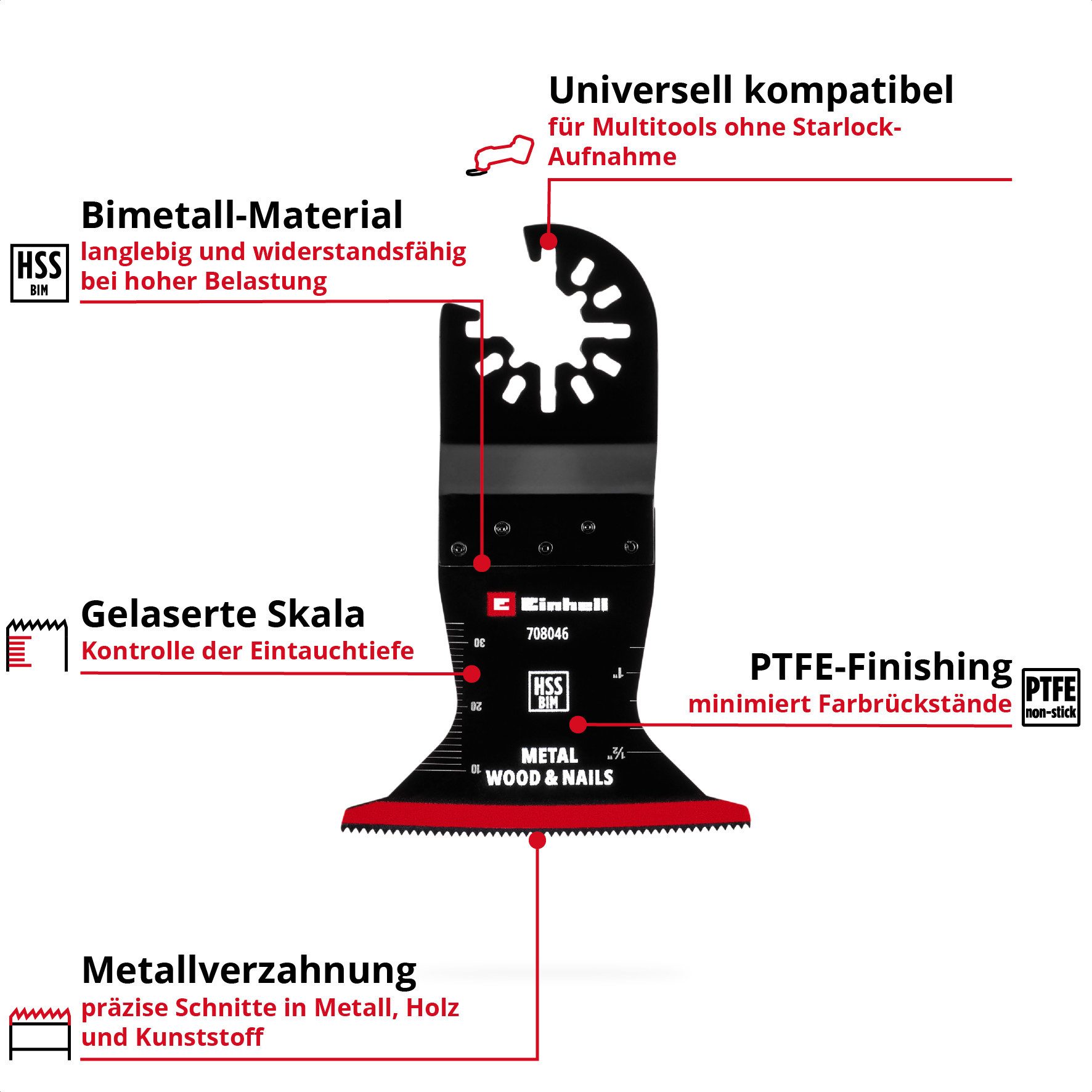 Einhell Sägeblatt Original Einhell Tauchsägeblatt aus Bi-Metall für Metall- und Holzbear, Original Einhell Tauchsägeblatt aus Bi-Metall für Metall- und Holzbear