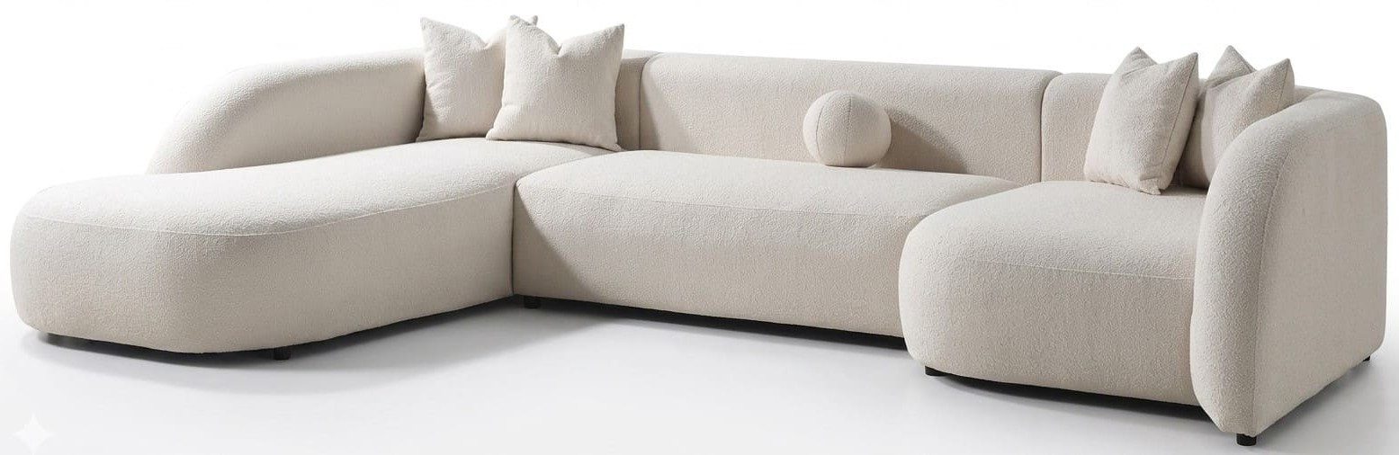Xlmoebel Ecksofa Ecksofa L Form Beige Stoffbezug Wohnzimmer komfortabel bequem, 3 Teile