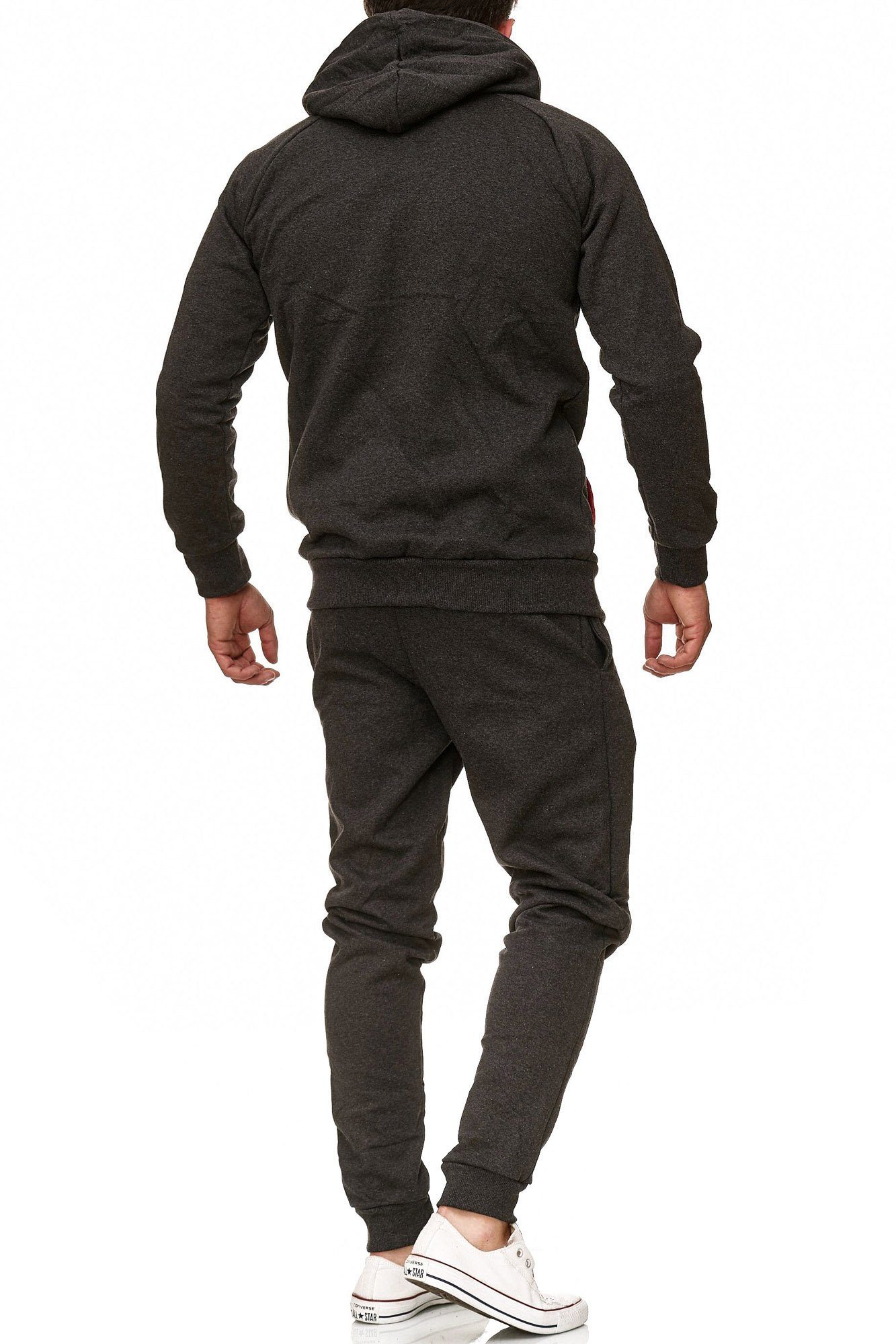 L.gonline Freizeitanzug Herren Freizeitanzug Jogginganzug Sweatwear 704 (Kapuzenjacke mit Reißverschluss, Hose, 2-tlg), Fitness Freizeit Casual