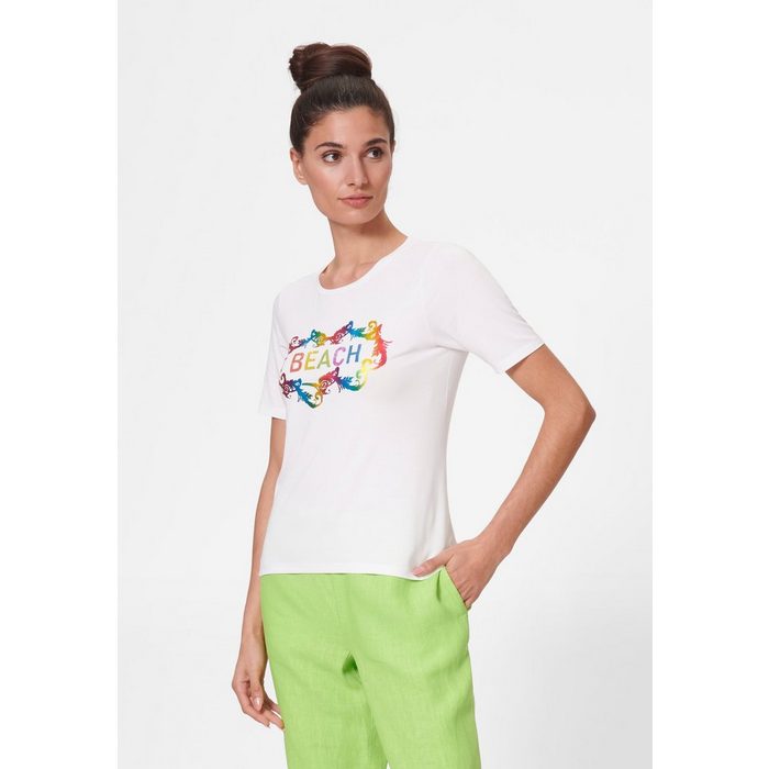 MADELEINE Kurzarmshirt Shirt mit Foilprint und Zierplättchen