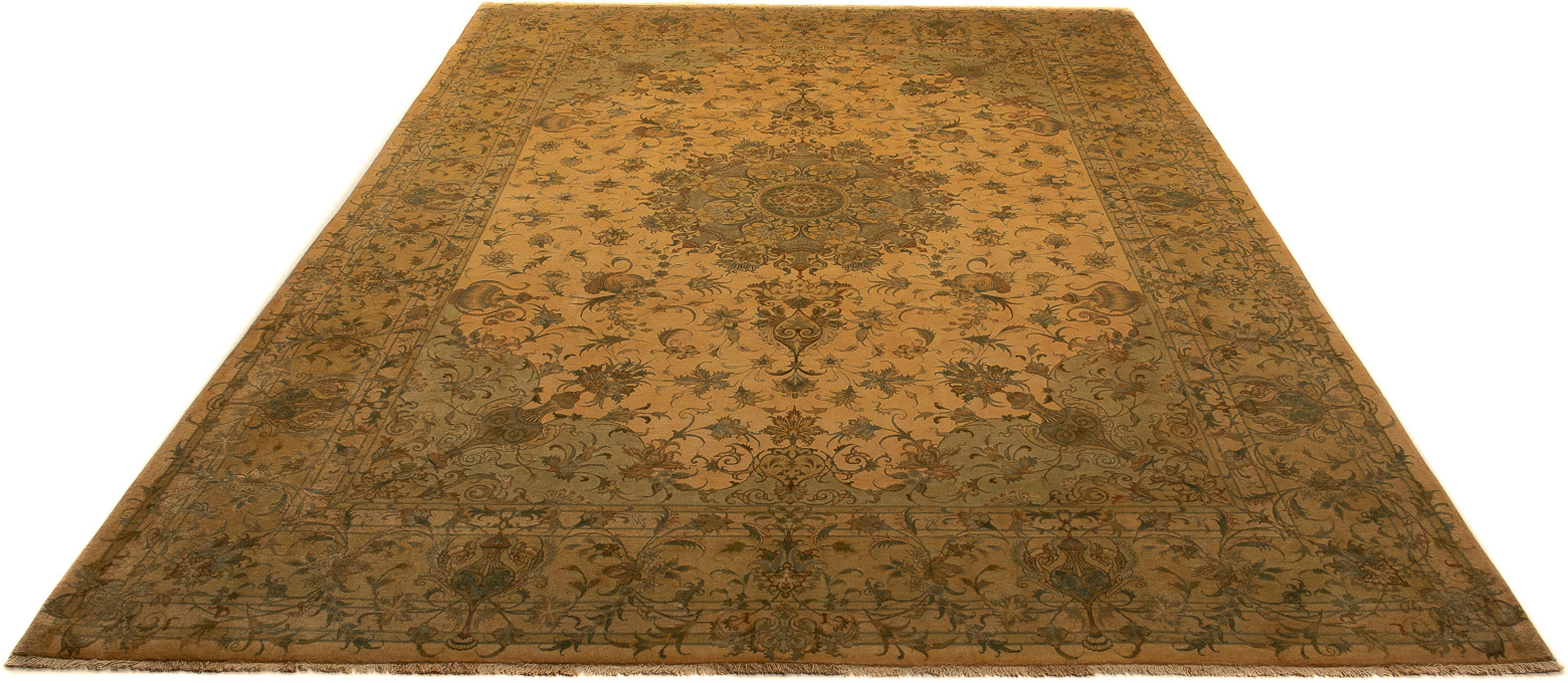 Orientteppich Perser - Täbriz - Royal - 352 x 251 cm - hellbraun, morgenland, rechteckig, Höhe: 7 mm, Wohnzimmer, Handgeknüpft, Einzelstück mit Zertifikat | Kurzflor-Teppiche