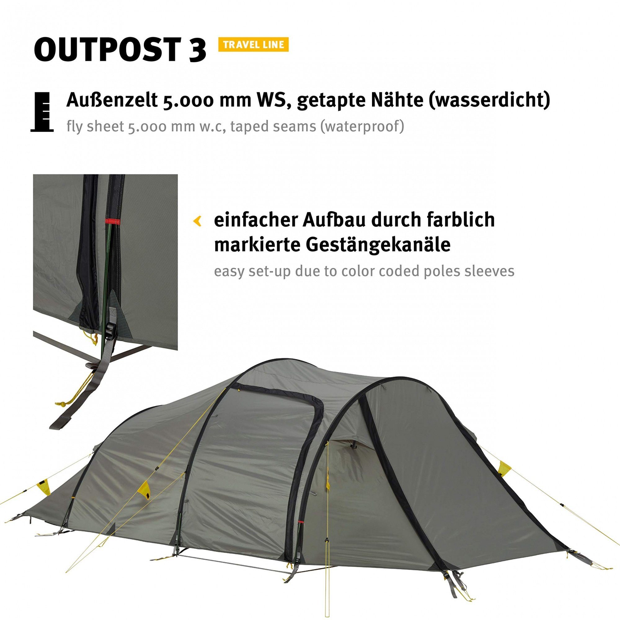 Geräumiges - Wechsel - 3-Personen Outpost 3 Personen: 3 Tents Travel Tunnelzelt Zelt, Line