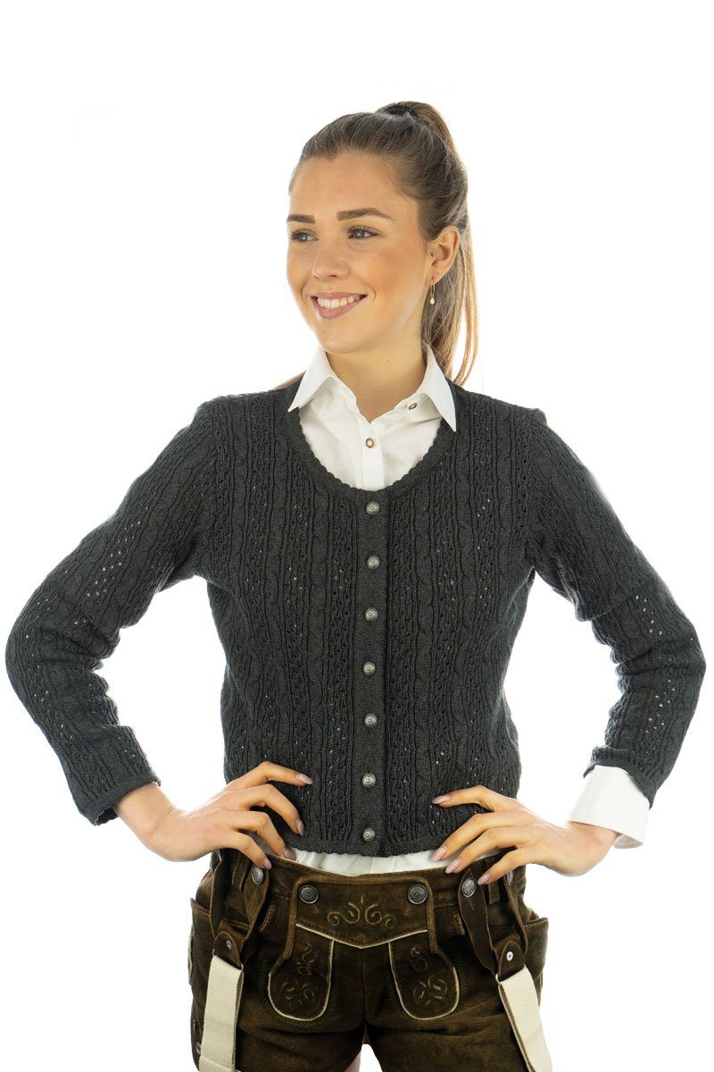 OS Trachten Strickjacke Gnoyor Trachtenjacke mit Zopfmuster