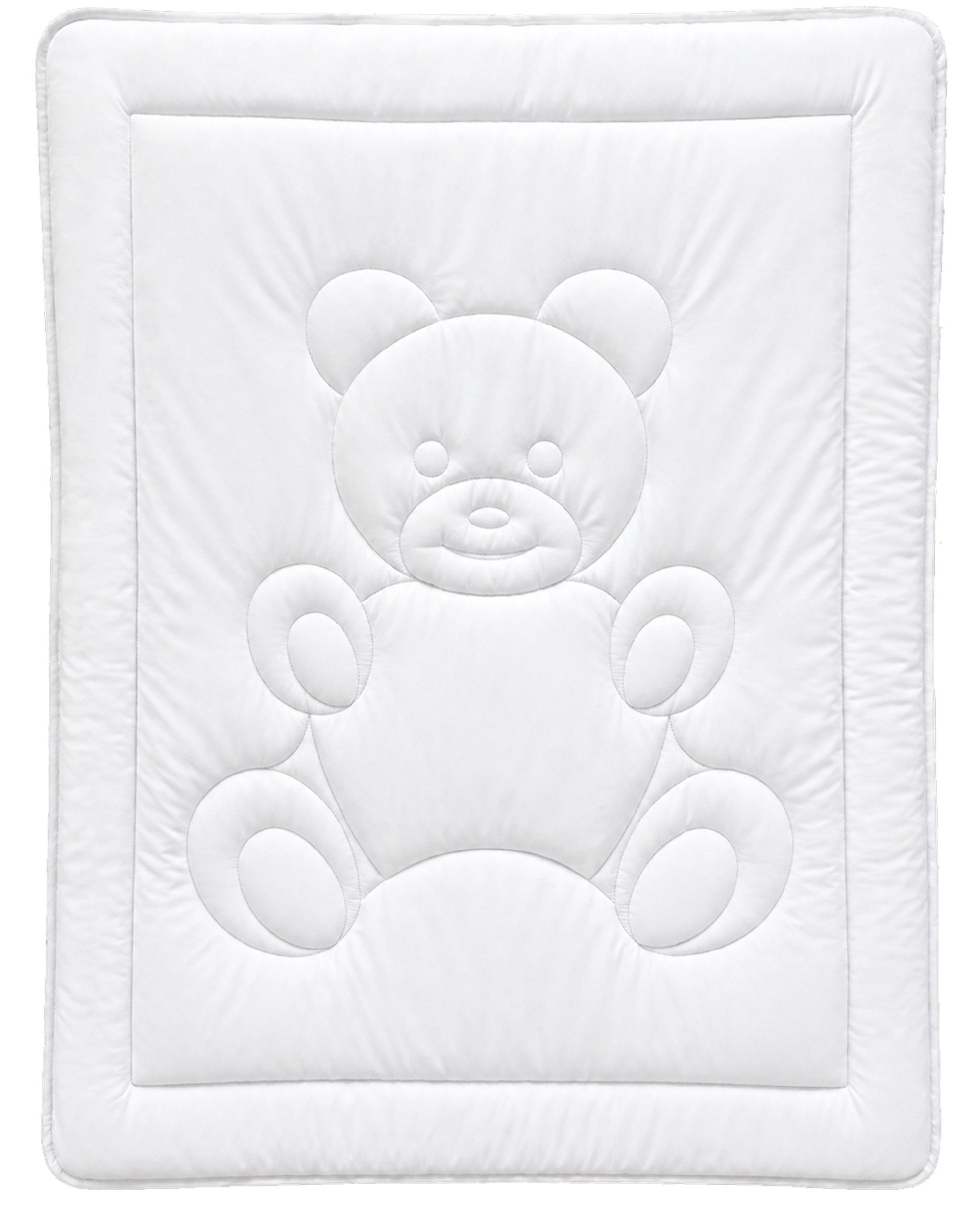 KiGATEX Babybettdecke 100x135 cm – Ganzjahresdecke mit Bärchensteppung, Füllung: 100% Polyester, weich, bei 95°C waschbar, haut- und allergikerfreundlich