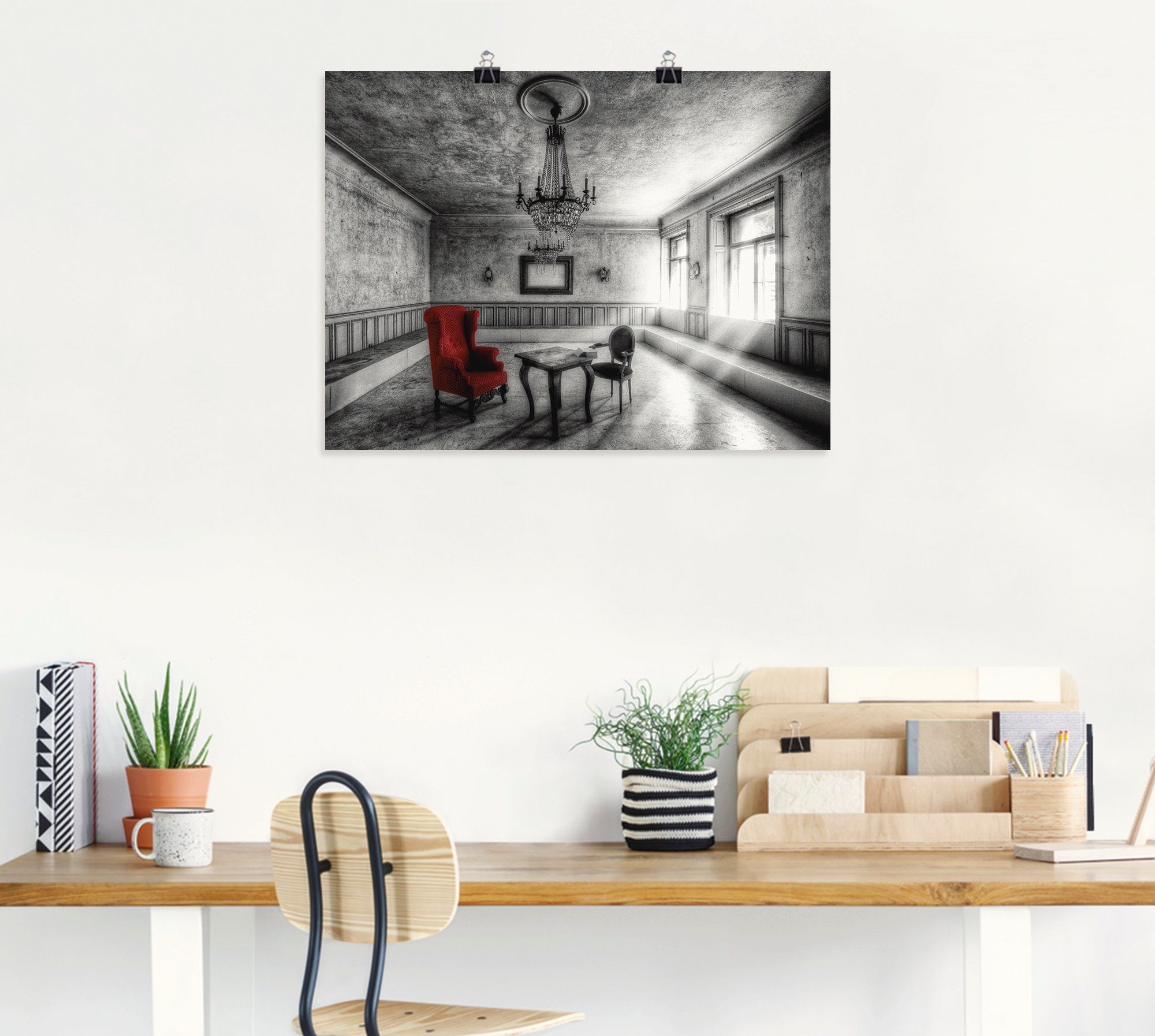 Wandbild Alubild, Lost Leinwandbild, Elemente - Roter Place oder in versch. Sessel, St), Größen (1 Artland Wandaufkleber Architektonische Poster als