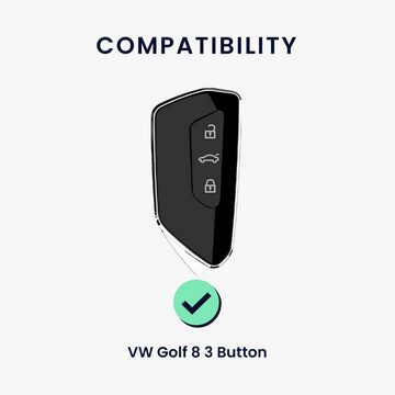 kwmobile Schlüsseltasche Hülle für VW Golf 8 3-Tasten Autoschlüssel (1-tlg), Premium Leder Autoschlüssel Schlüssel Tasche