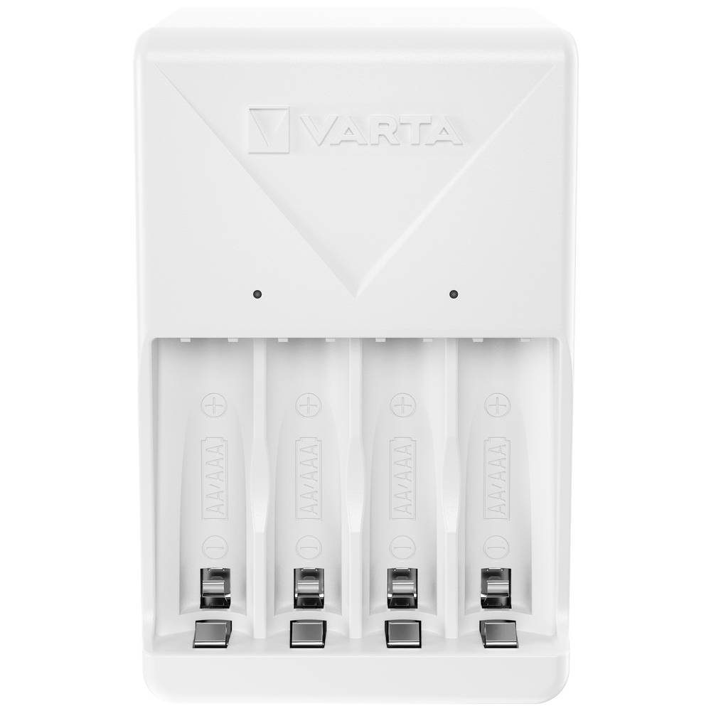 VARTA Plug Charger 4x AA 56706 2100mAh 57657101451 Rundzellen-Lader (Akku-Defekt Erkennung, Minus-Delta-U Abschaltung, Timer-Abschaltung)