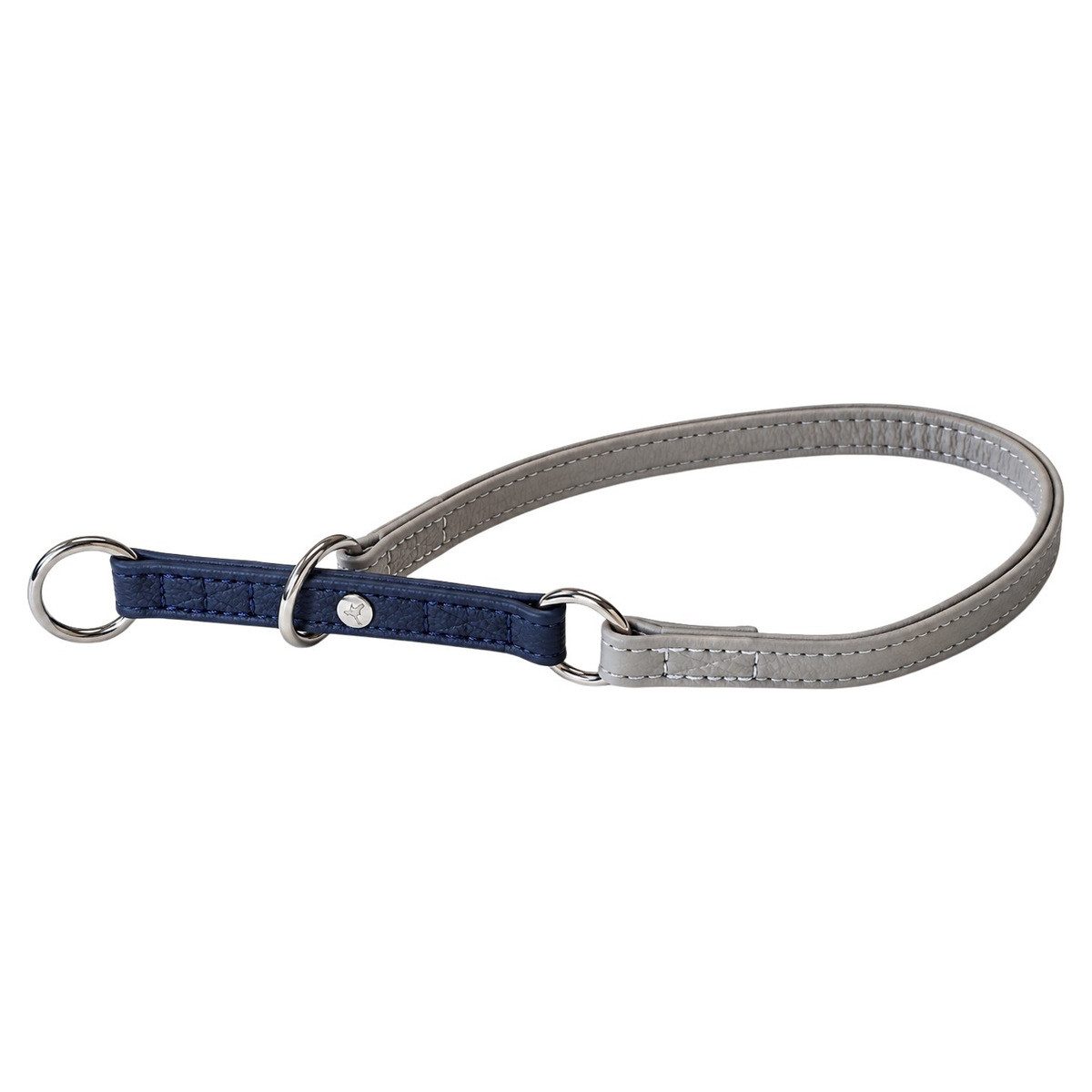 Das Lederband Hunde-Halsband Zughalsband mit Stop Amsterdam Navy/Grey