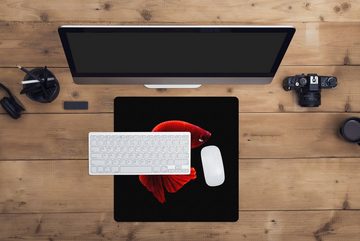 MuchoWow Gaming Mauspad Fisch - Meerestier - Schwanz - Rot (1-St), Mousepad mit Rutschfester Unterseite, Gaming, 40x40 cm, XXL, Großes