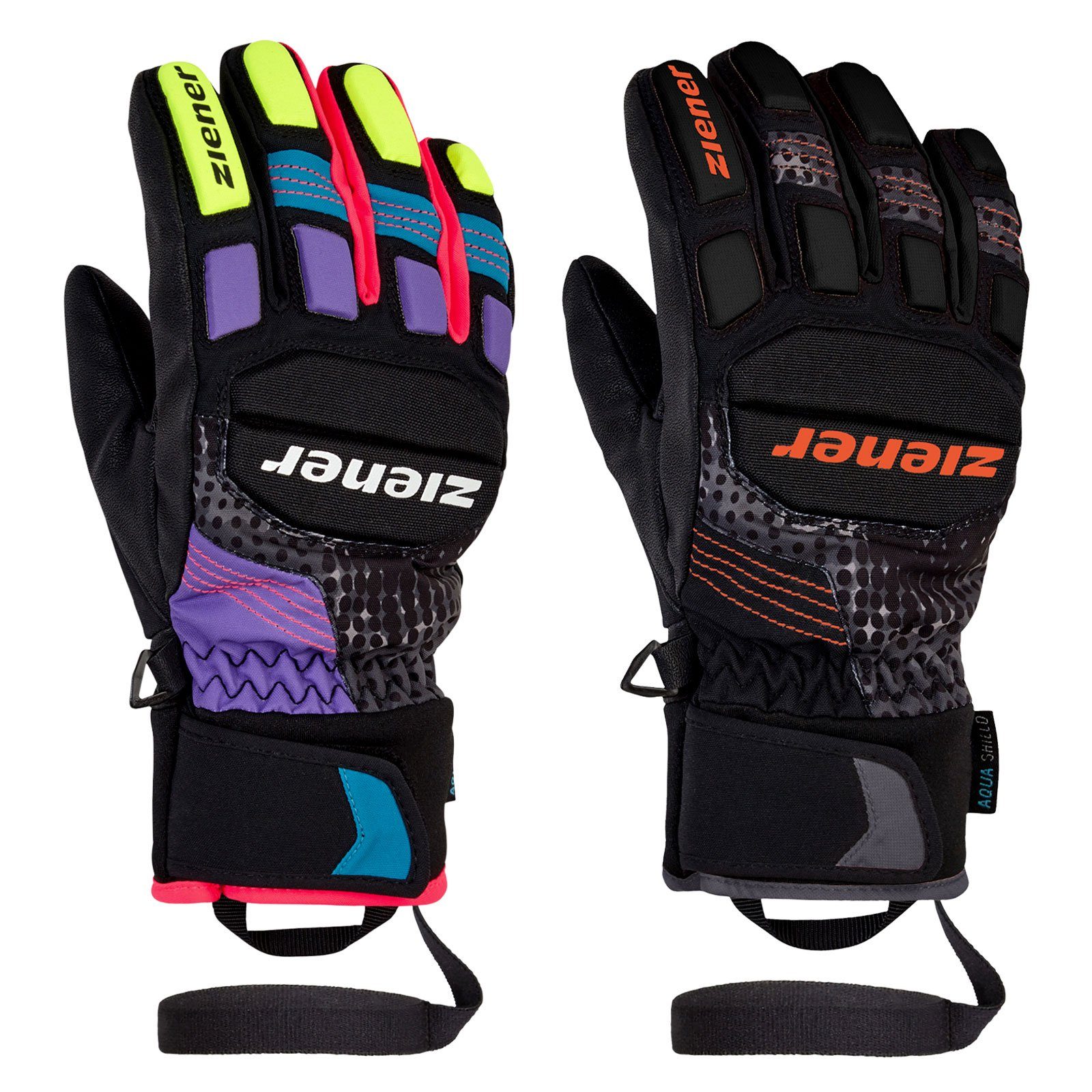 Ziener Skihandschuhe Luro AS aufgedrucktem Glove junior mit Markenlogo PR