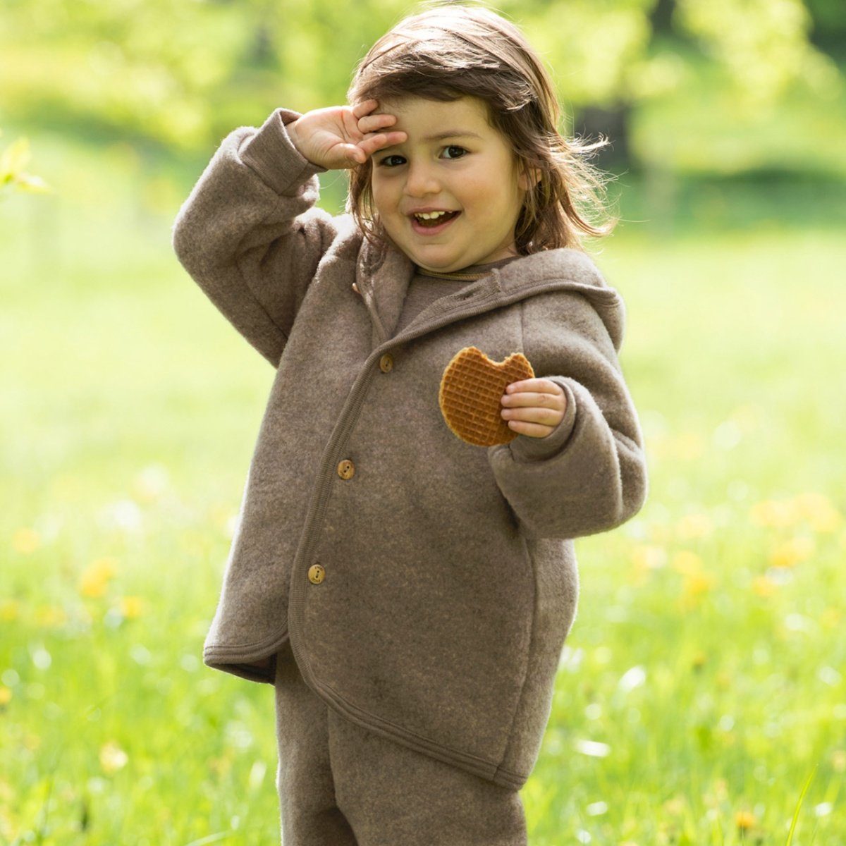 Engel Naturkleidung Walkjacke (1-St) Baby Fleece Jacke mit Kapuze aus Bio Schurwolle