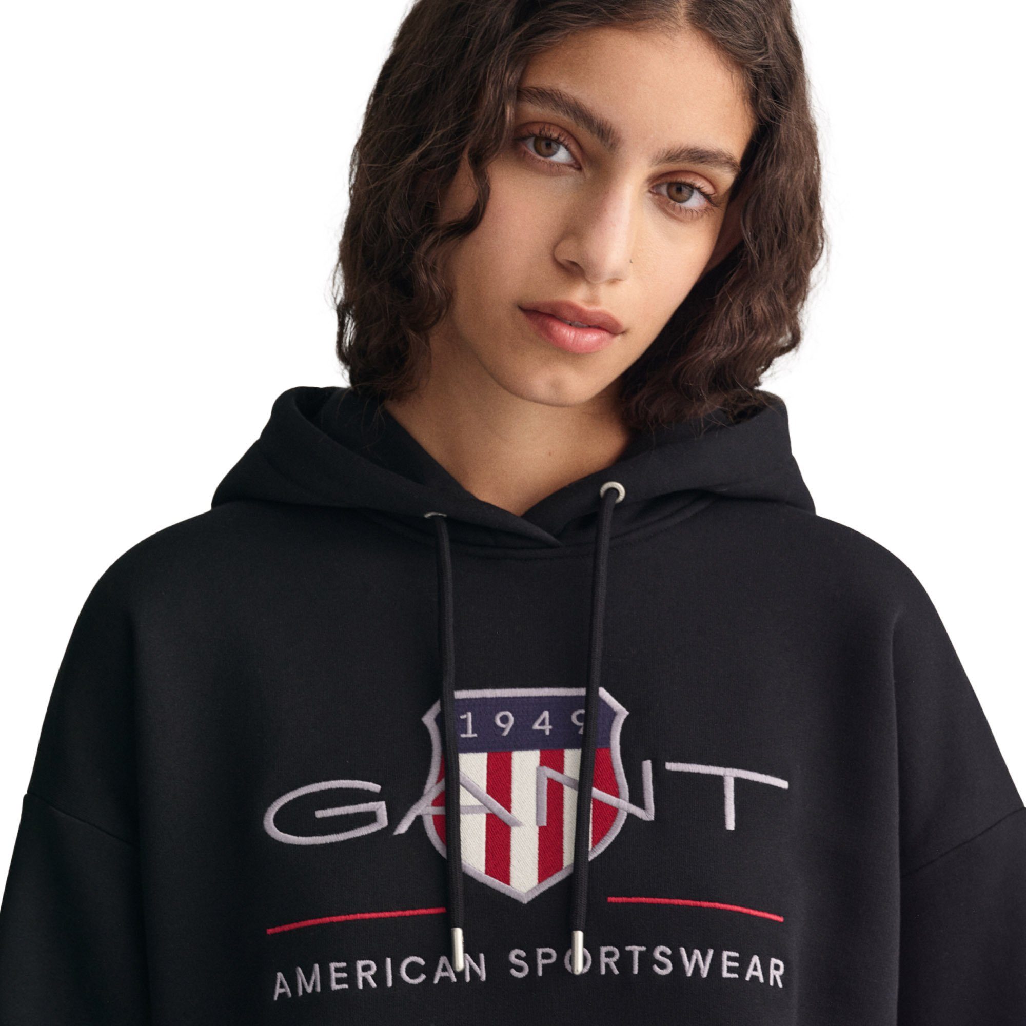 Sweatshirt SHIELD Schwarz - REGULAR Damen Gant HOODIE Sweater ARCHIVE