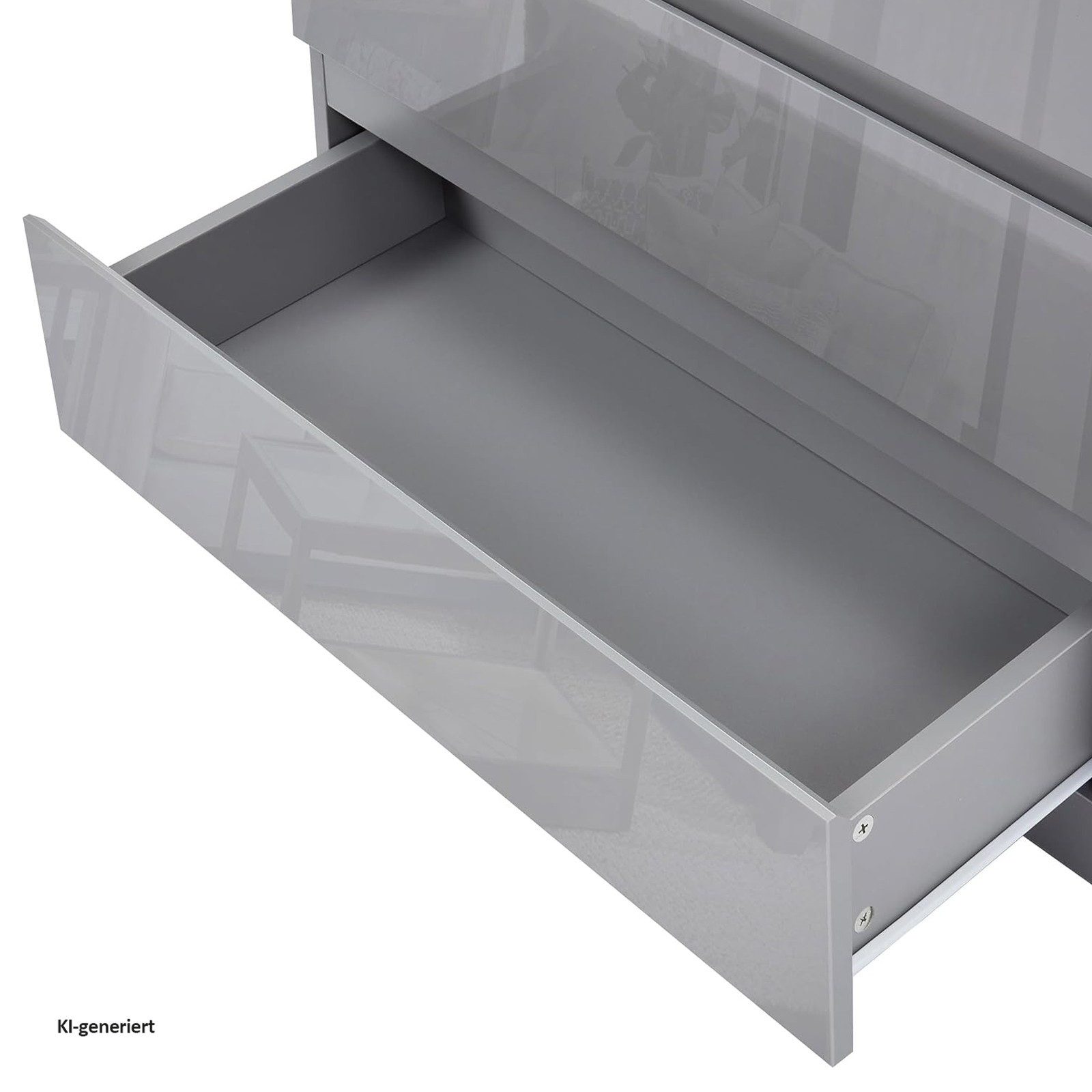 HTI-Living Nachtschrank Nachtschrank Kenji Hochglanz Grau 2er-Set (Set, 2-St., 2 Nachtschränke) Nachtkommode 2 Schubladen – Bild 5 von 5