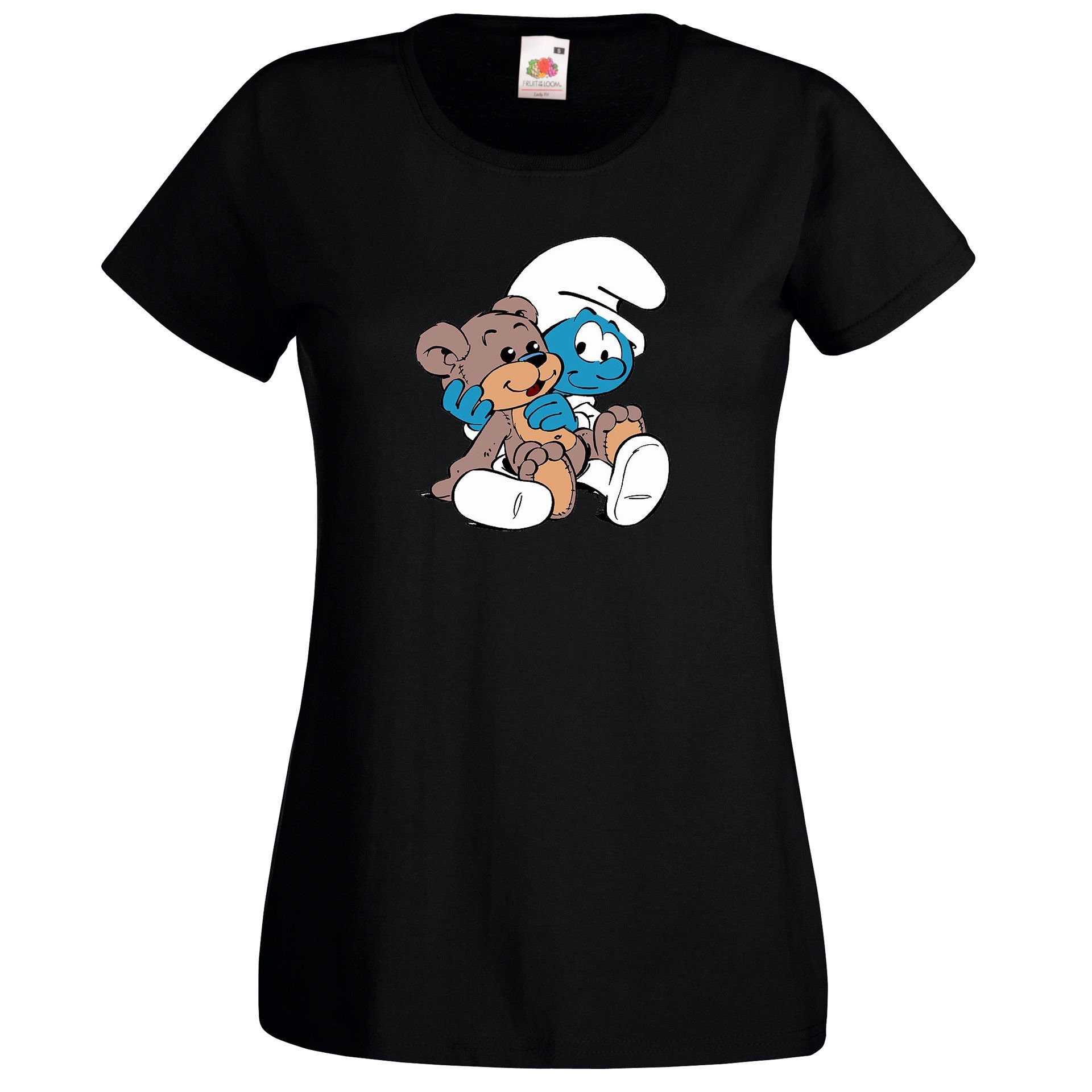 Youth Designz T-Shirt Baby Schlumpf Damen Shirt mit lustigem Frontprint Schwarz