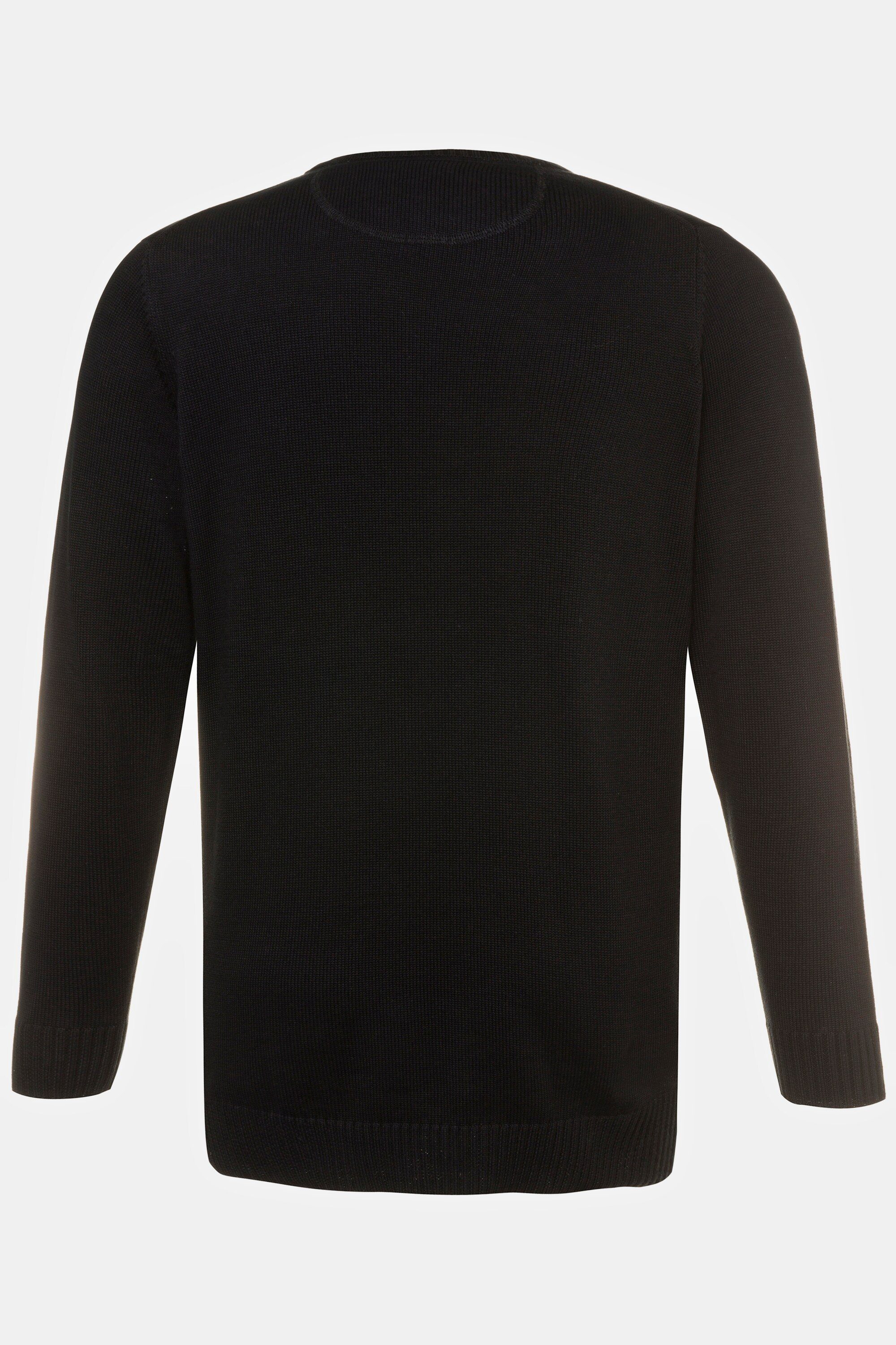 Ausschnitt JP1880 schwarz runder Rundhalspullover JP1880-Stick Pullover Baumwolle