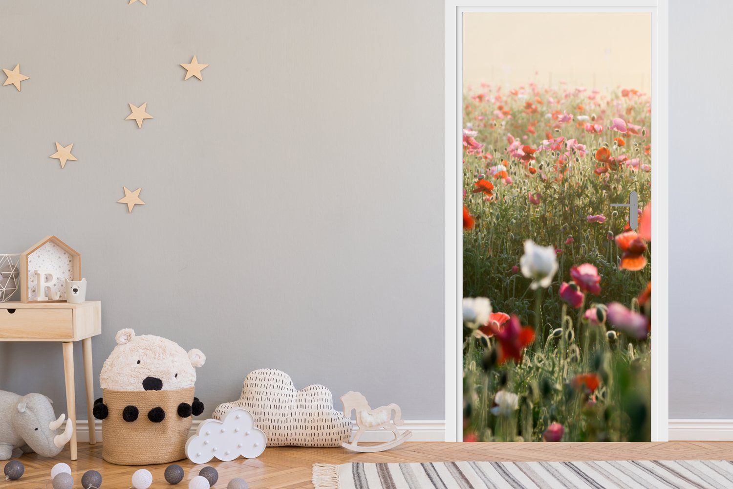 MuchoWow Türtapete Mohn - Farben für (1 cm bedruckt, Tür, 75x205 Türaufkleber, Pastell, St), - Fototapete Matt