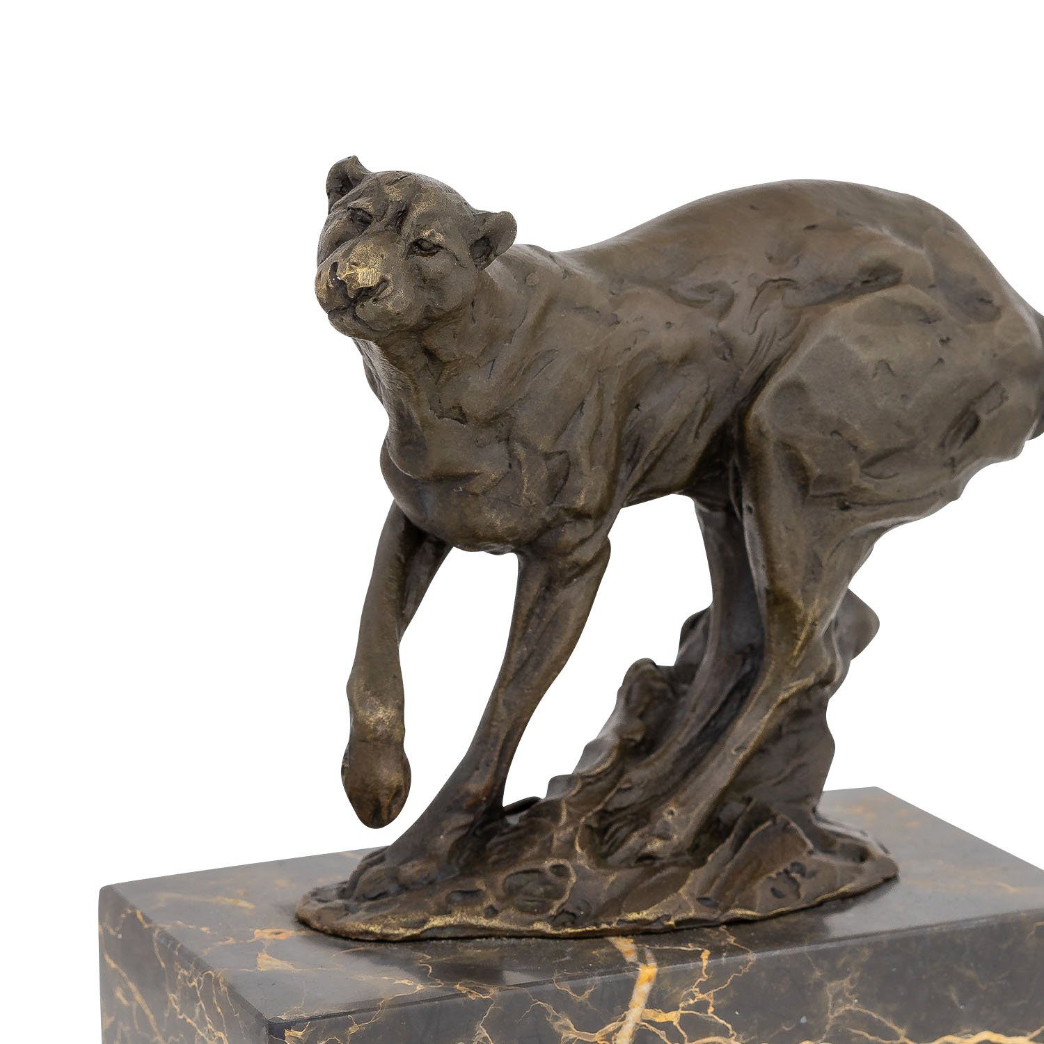 Figur Raubkatze 20cm Bronzeskulptur Aubaho Skulptur Antik-Stil Bronze Puma im