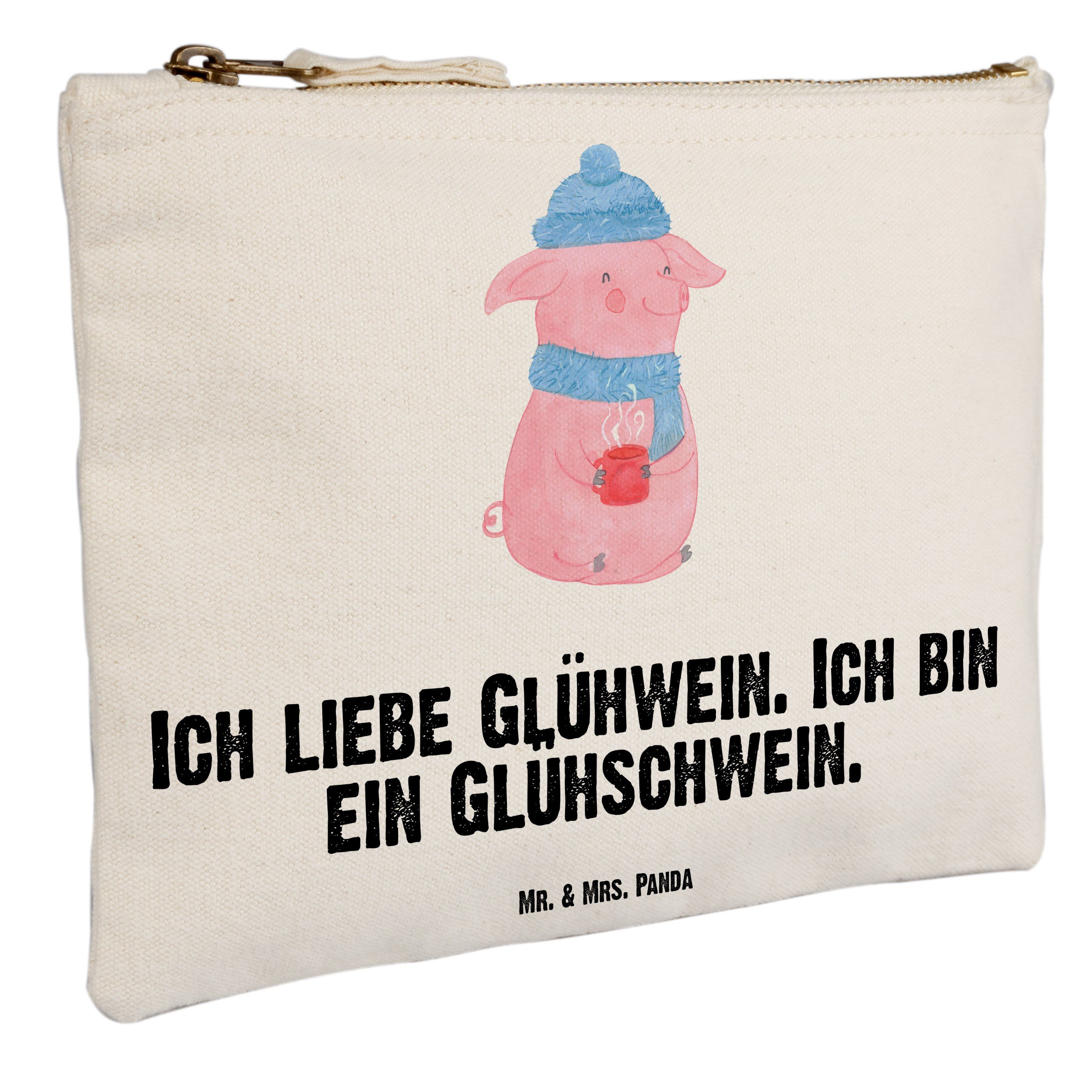 Mr. & Mrs. Grösse Geschenk, (1-tlg) Kosmetiktasche XL Winter, - Weihnachtsmark Weiß - Panda Große Glühschwein