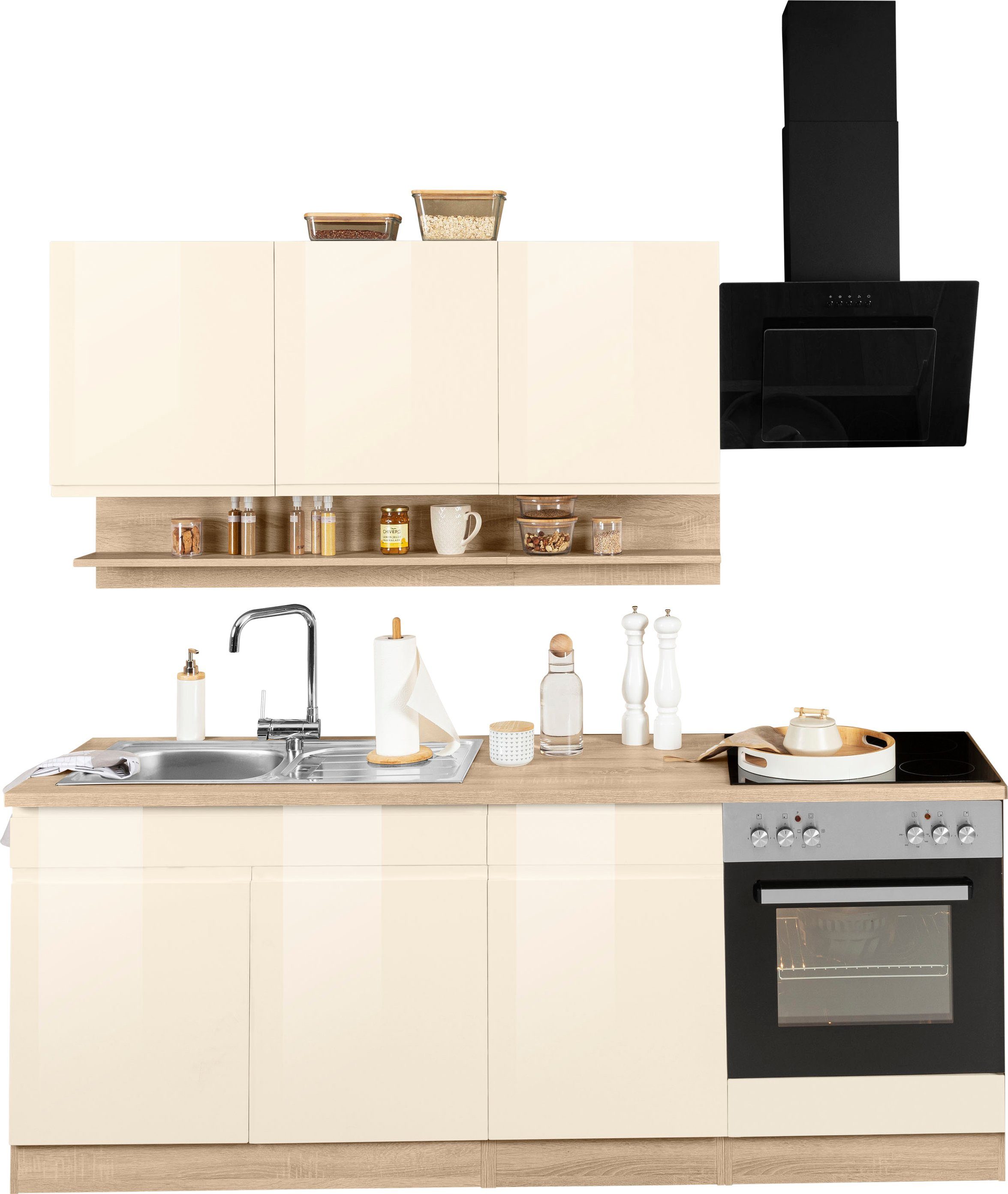 KOCHSTATION Küchenzeile "KS-Virginia" Breite 210 cm, mit oder ohne E-Geräte günstig online kaufen